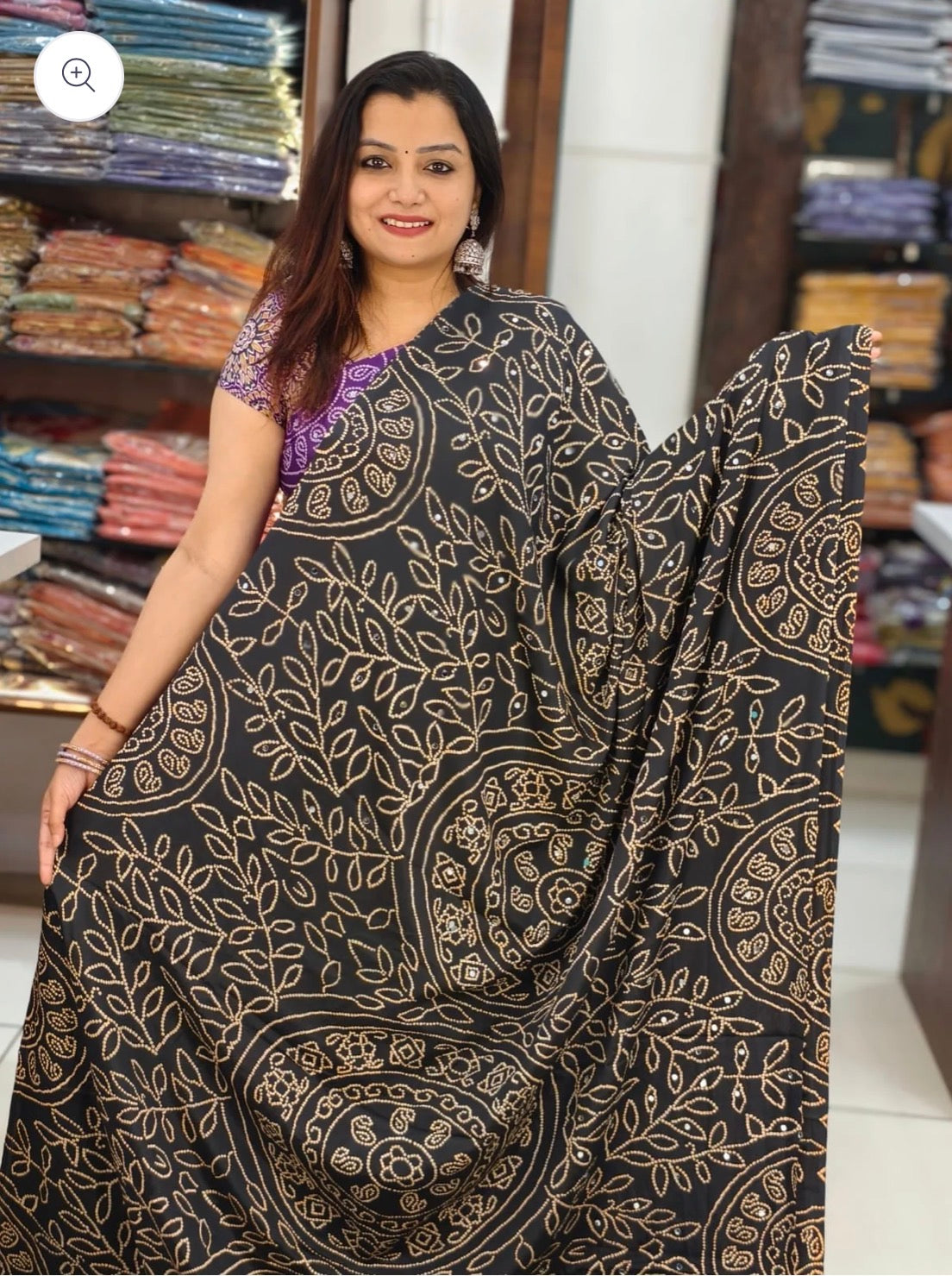 SOFT SEMI CREPE SILK SAREE WITH MIRROR WORK -