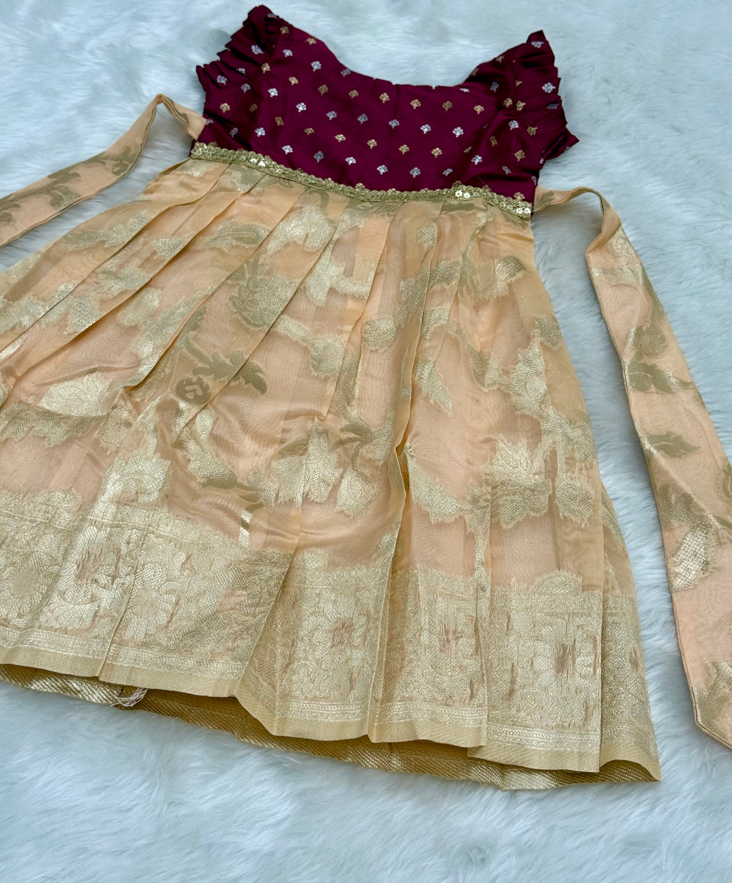 DESIGNER BURGUNDY PEACH FROCK