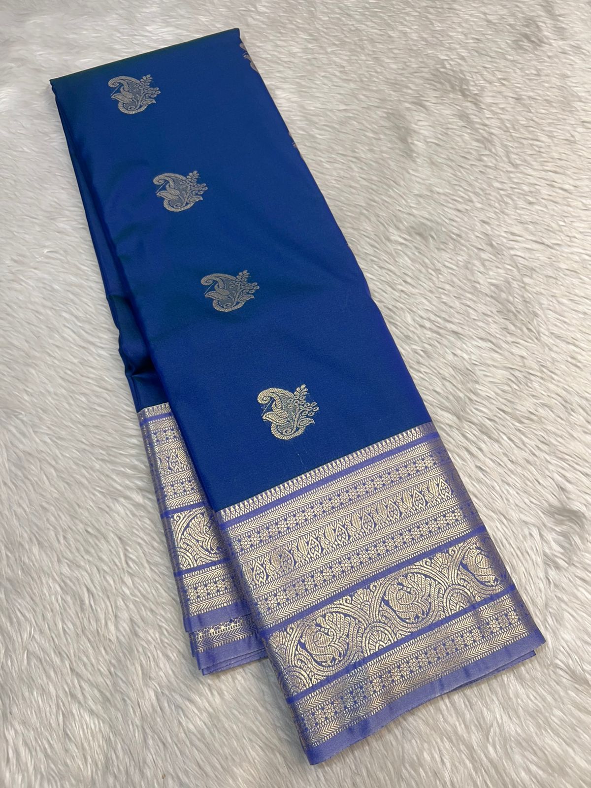 PREMIUM SEMI KANCHI SILK SAREE - PATRICK BLUE
