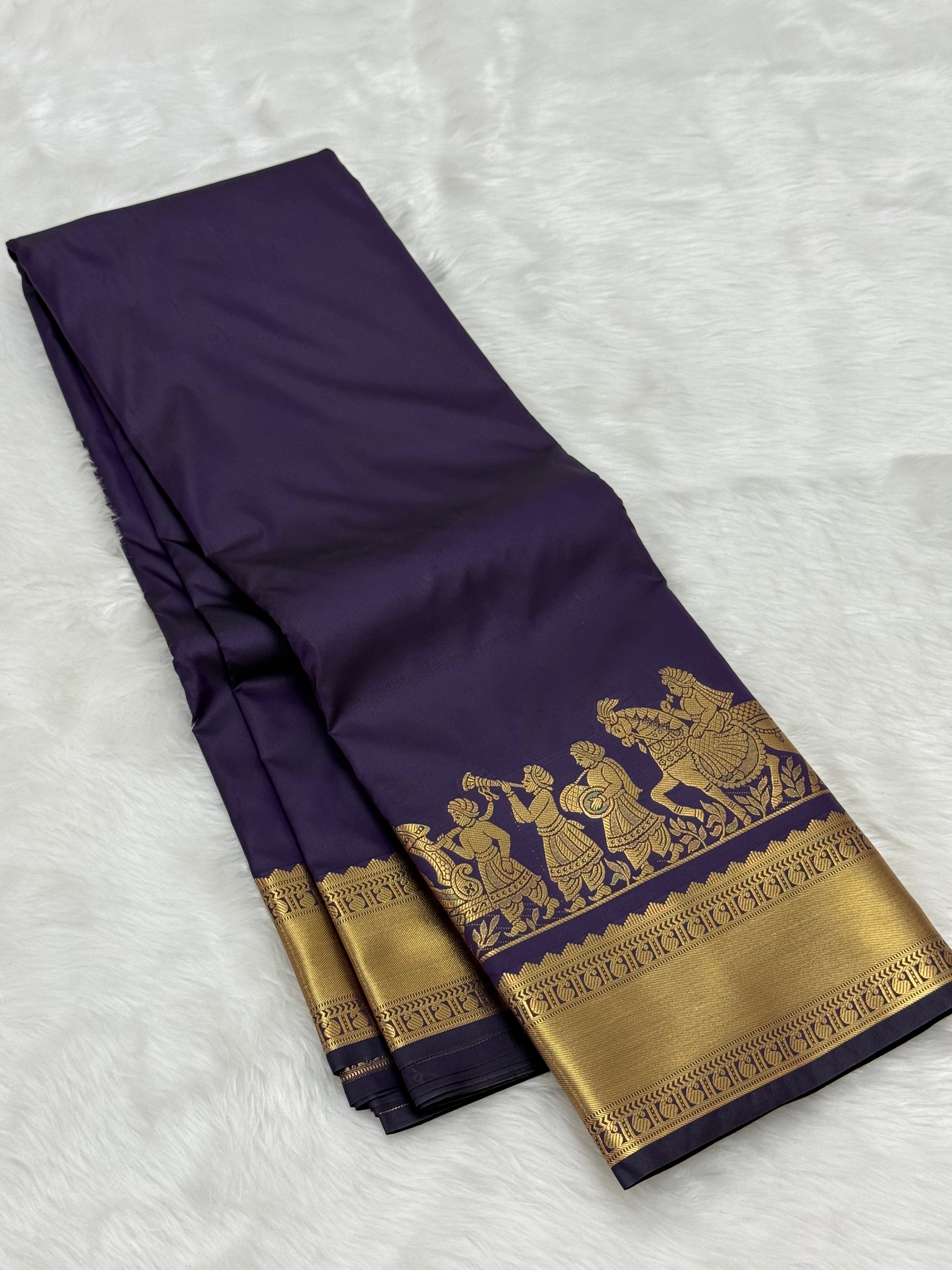 TRENDING PALLAKU DESIGN SOFT SILK SAREE - PURPLE