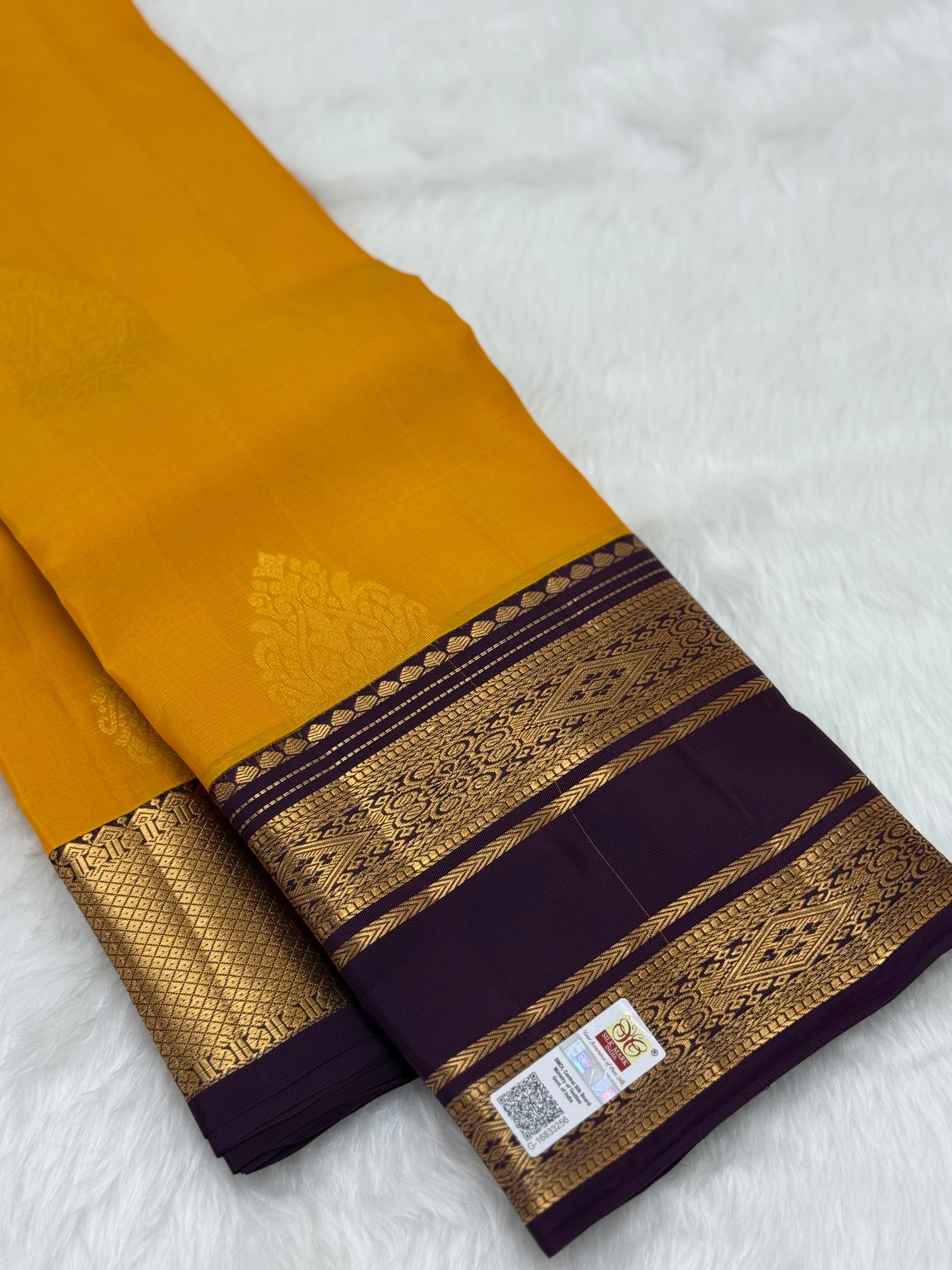 KANCHIPURAM PURE SILK SAREE | SILKMARK® CERTIFIED - AMBER