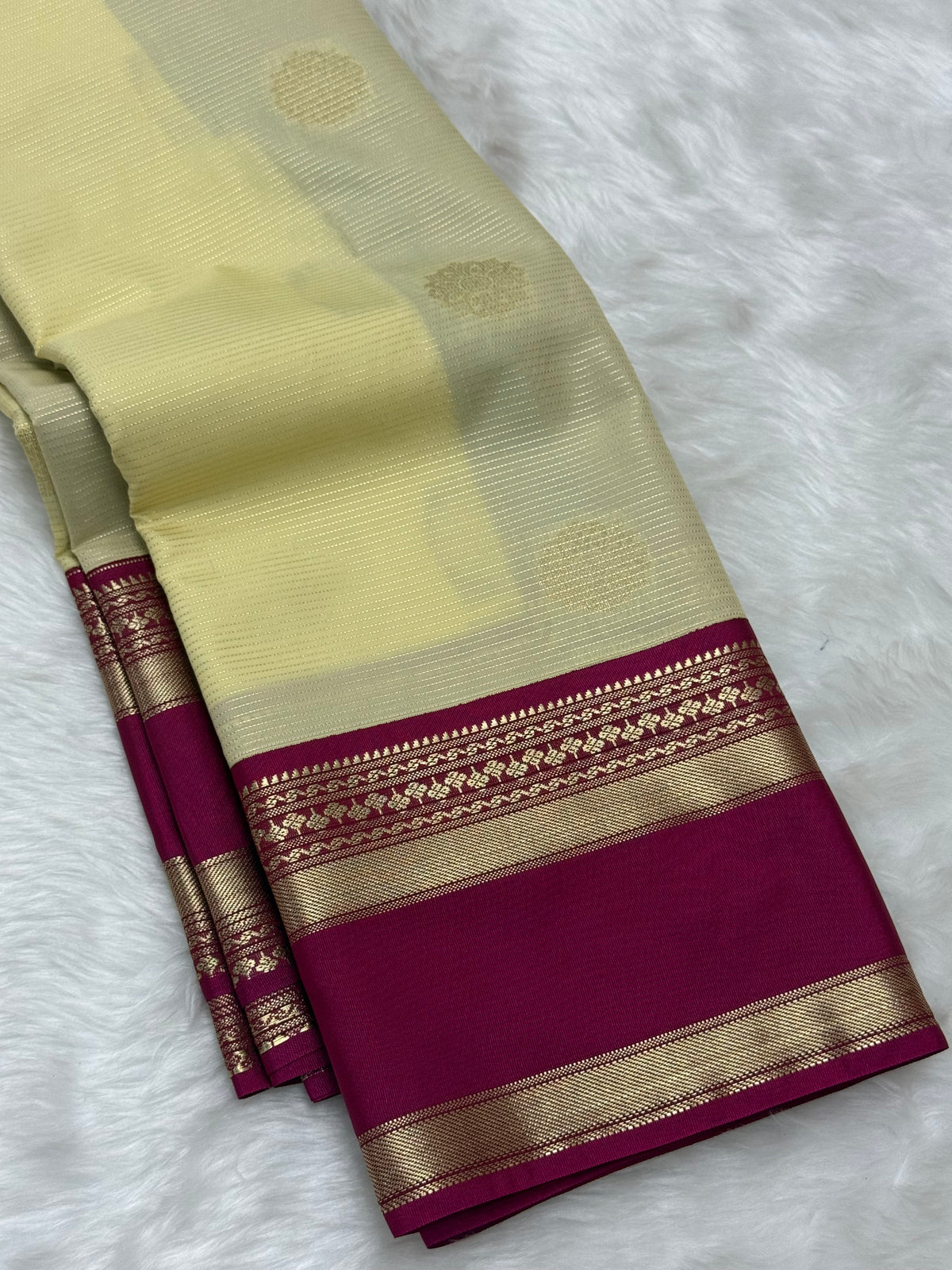 PREMIUM SEMI KANCHI SILK SAREE - CREAM