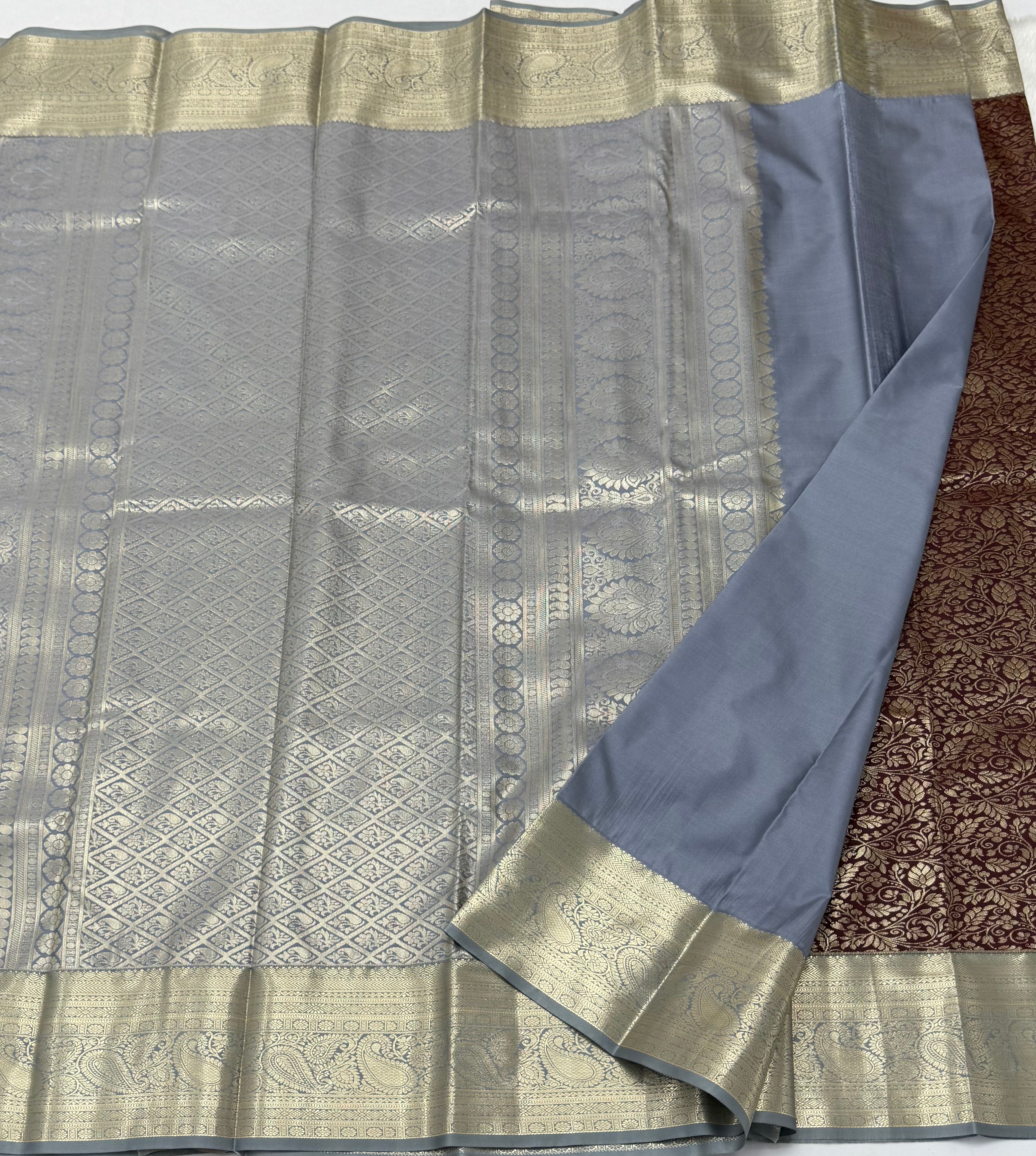PREMIUM SEMI KANCHI SILK SAREE - MAROON OAK