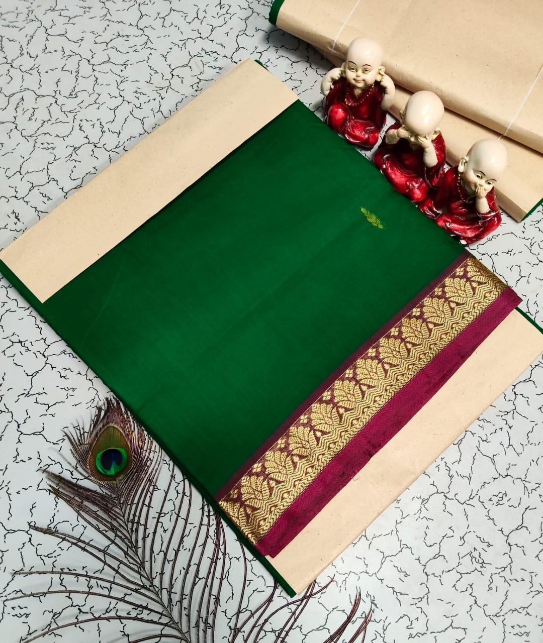 CHETTINADU COTTON SAREES - GREEN