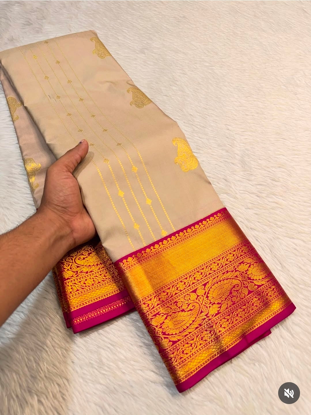 PREMIUM SEMI KANCHI SILK SAREE - CHAMPAGNE BEIGE