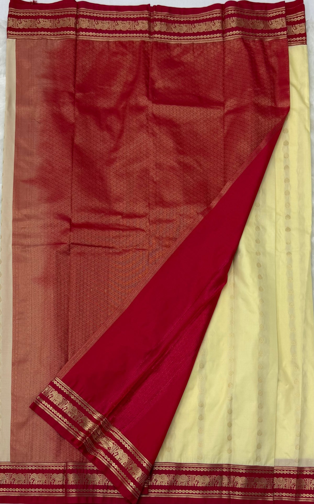 PREMIUM SEMI KANCHI SILK SAREE - CREAM
