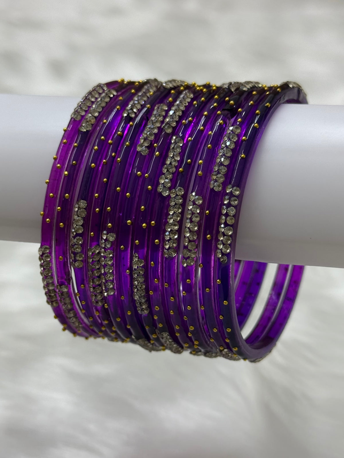 PREMIUM STONE STUDDED GLASS BANGLES PACK OF 12