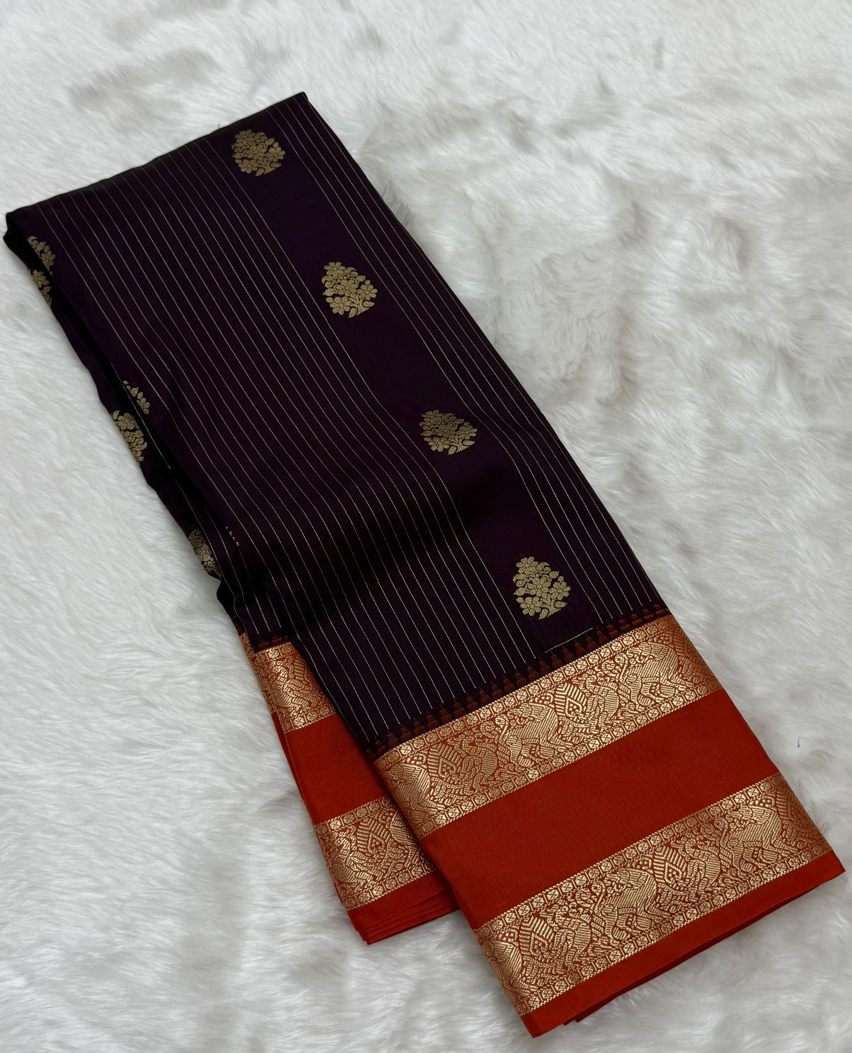 PREMIUM SEMI KANCHI SILK SAREE - DEEP PLUM