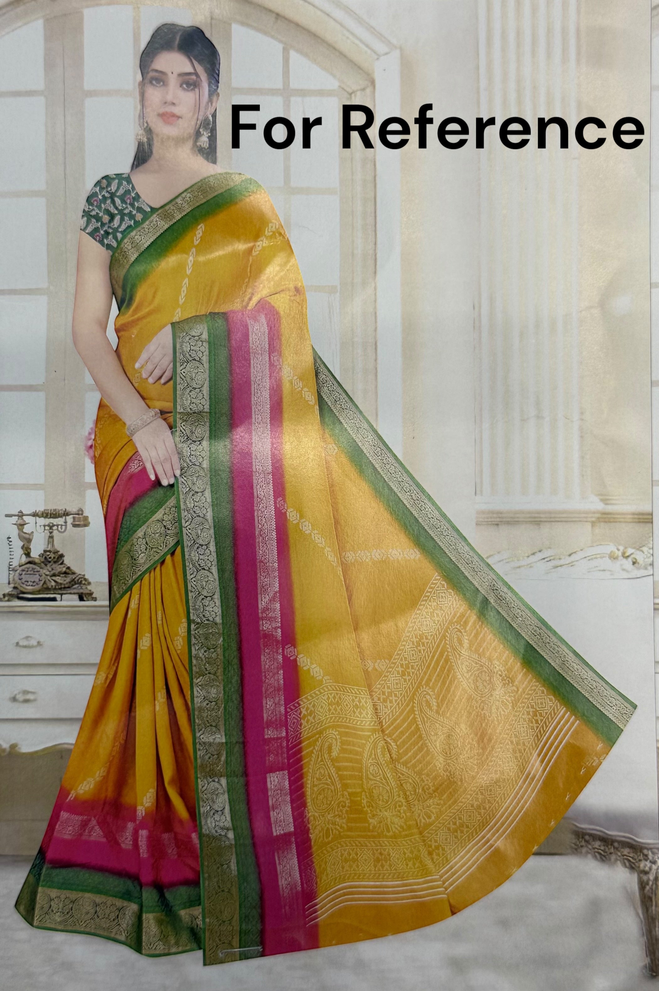 DUPION GEORGETTE SAREE - RANI PINK
