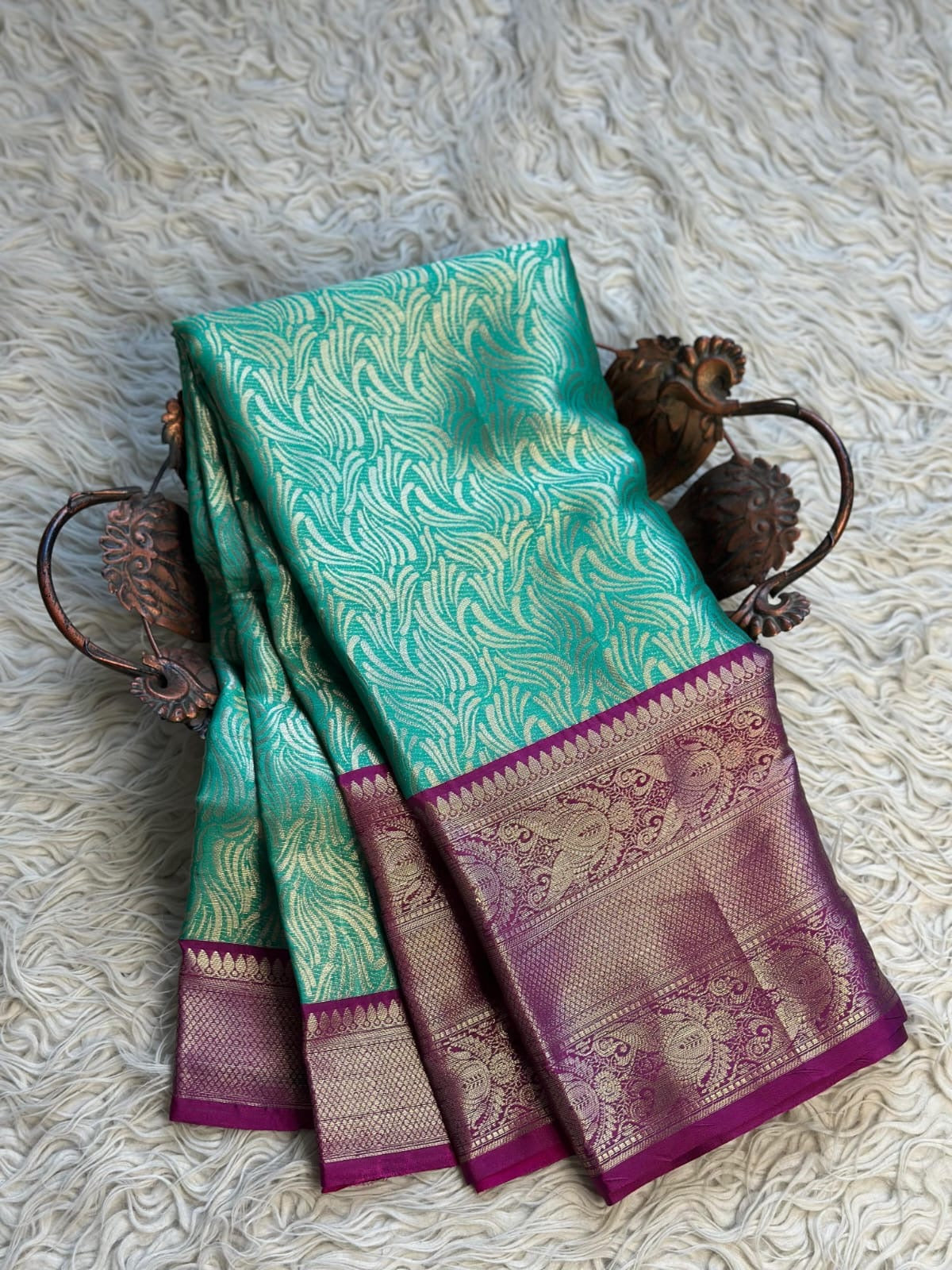 CELEBRITY INSPIRED BANARAS SILK SAREE - TURQUOISE