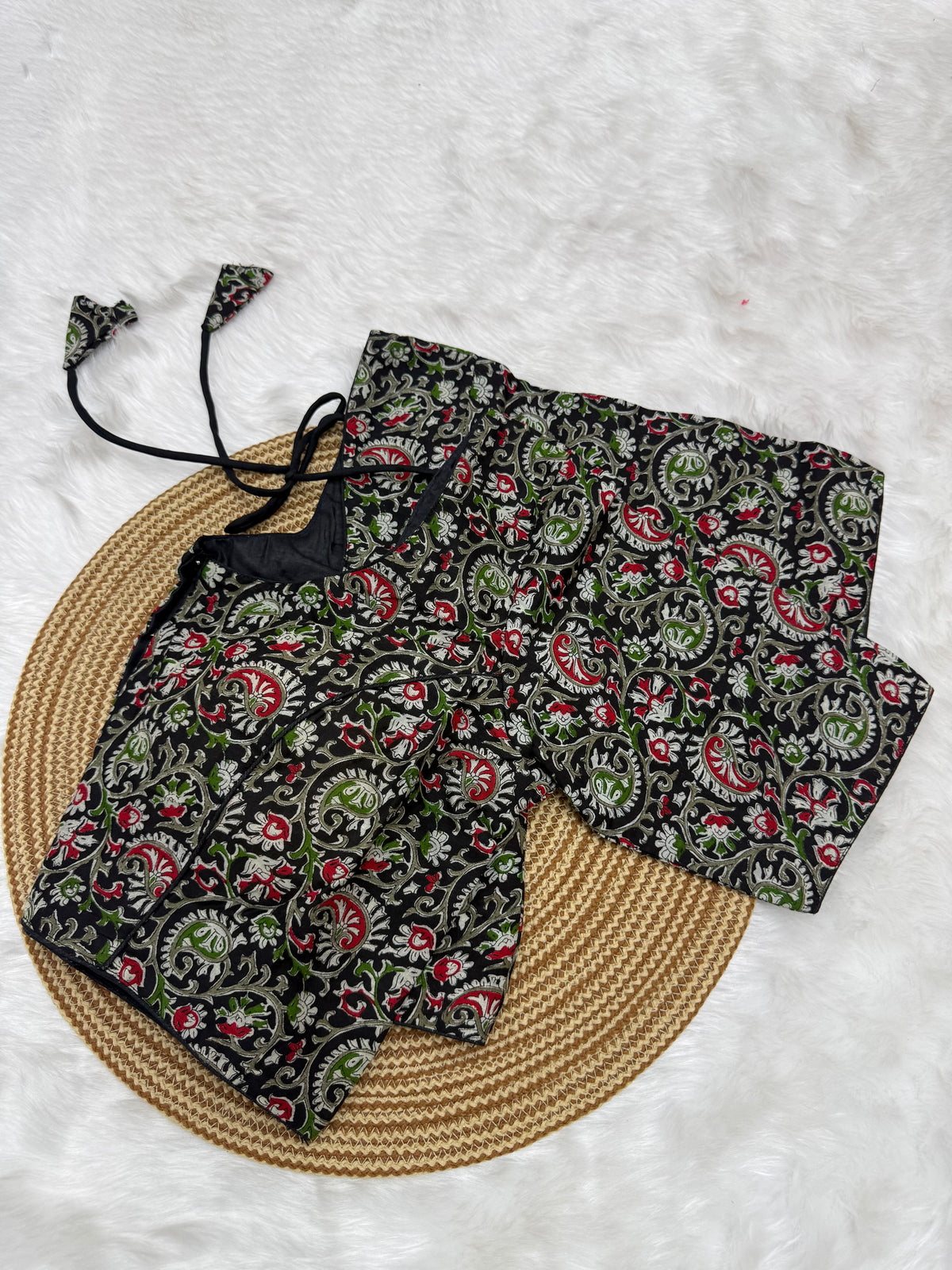 KALAMKARI PRINTED READYMADE BLOUSE - BLACK