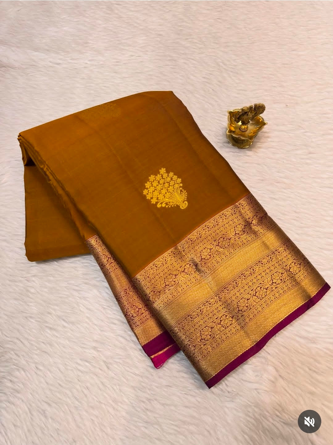 KANCHIPURAM PURE SILK SAREE | SILKMARK® CERTIFIED - GOLDEN MUSTARD BROWN