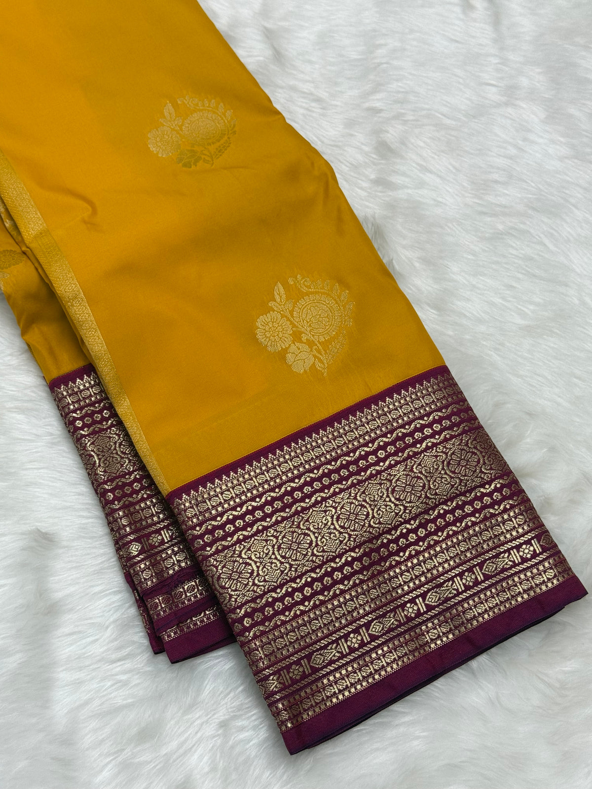 PREMIUM SEMI KANCHI SILK SAREE - MANGO YELLOW