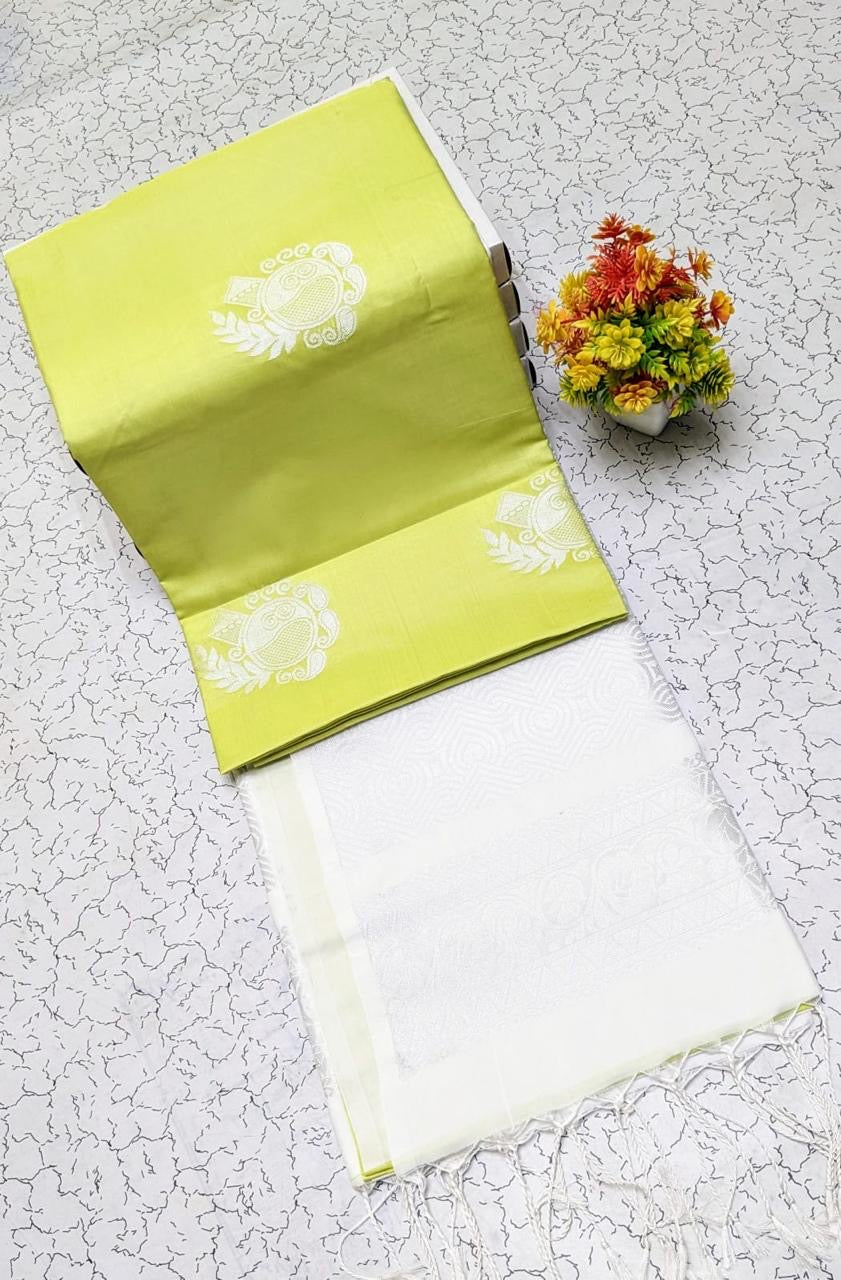 KANCHIPRAM SOFT SILK SAREES - MINT GREEN