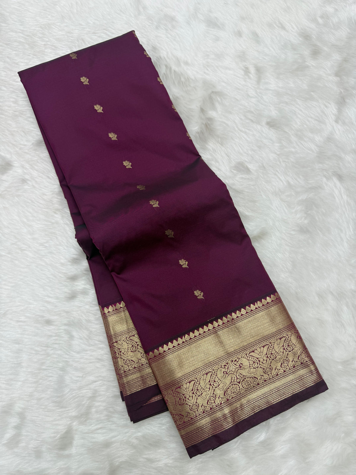 PREMIUM SEMI KANCHI SILK SAREE - WINE PURPLE