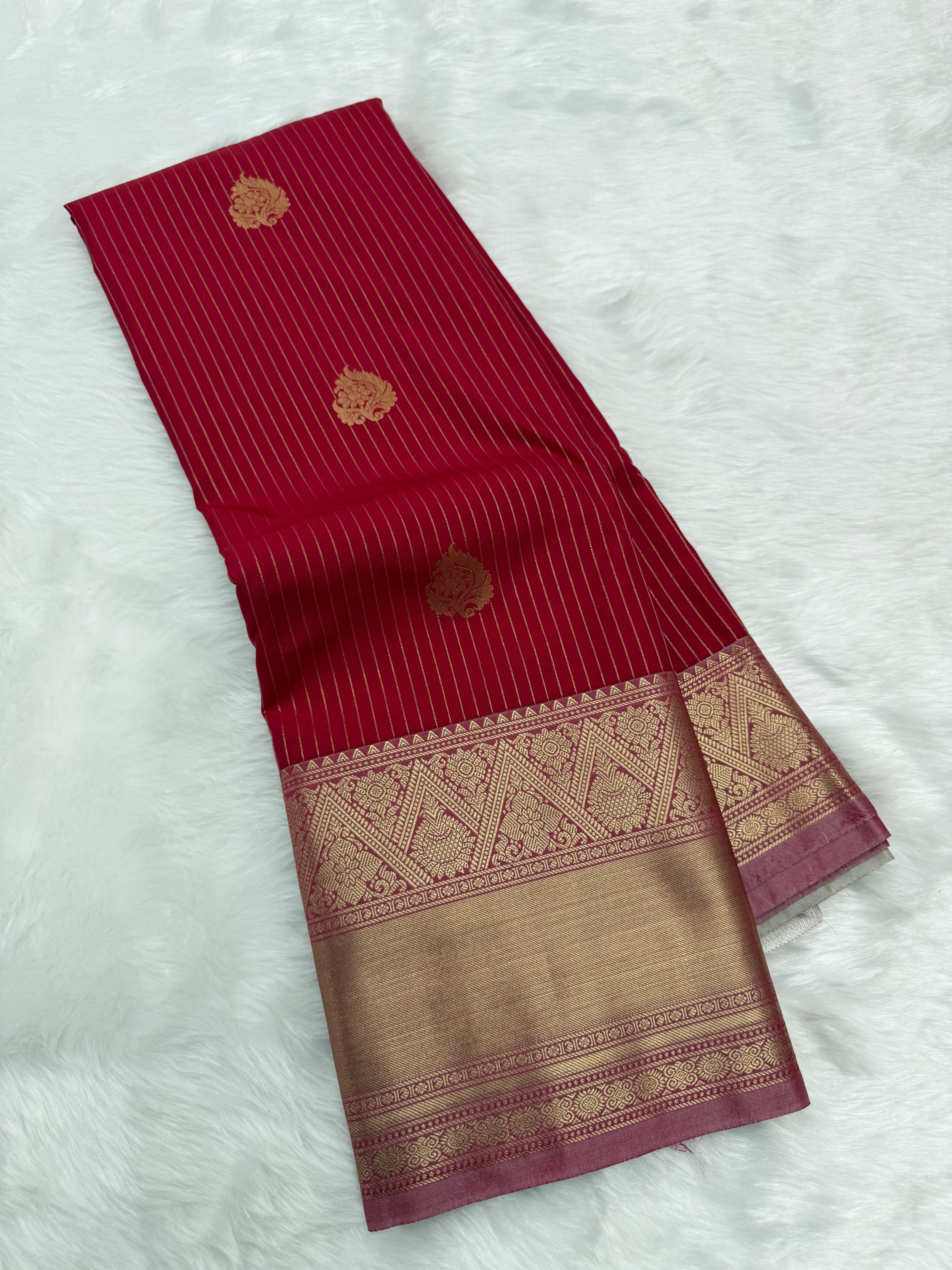 PREMIUM SEMI KANCHI SILK SAREE - AJAX RED