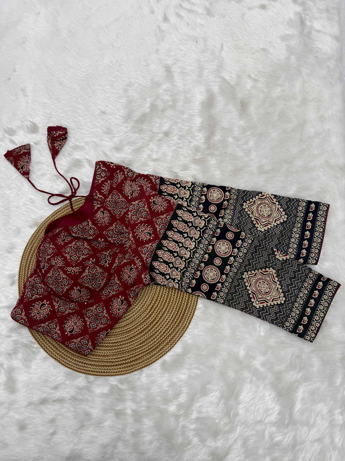 AJRAKH PRINTED FULL SLEEVE READYMADE BLOUSE