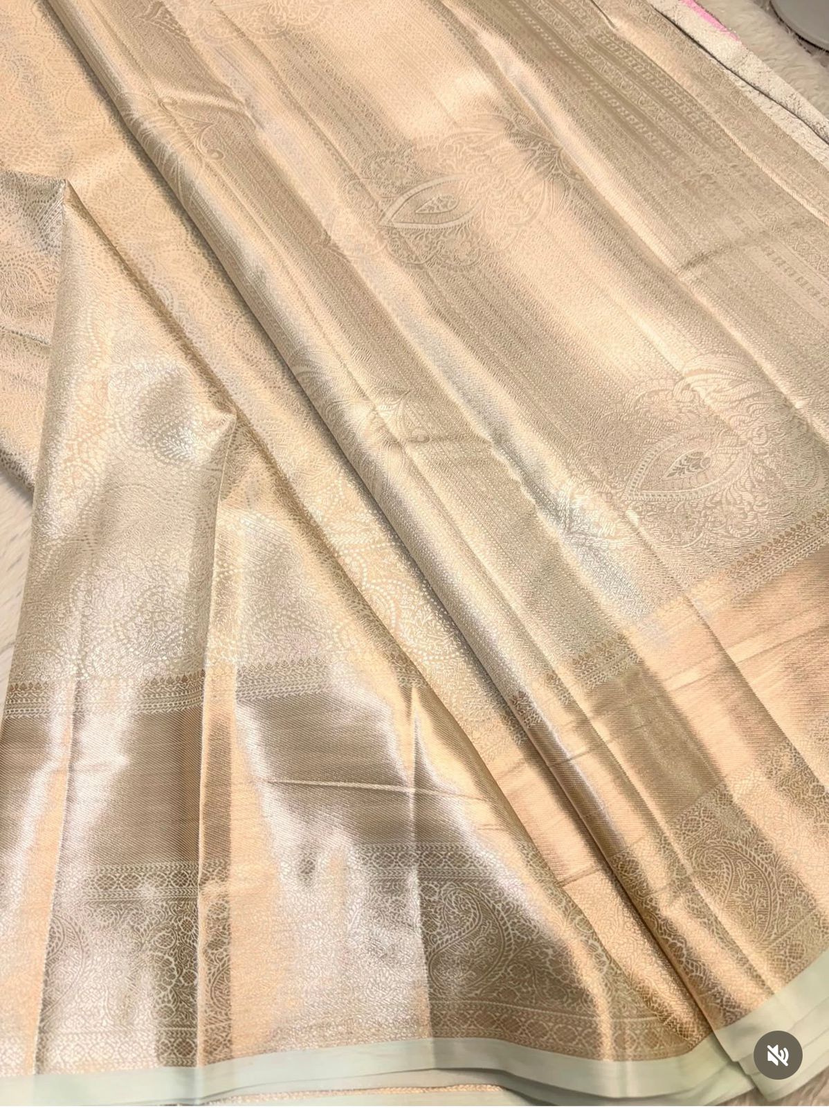 PREMIUM SEMI KANCHI TISSUE SILK SAREE - CREAM