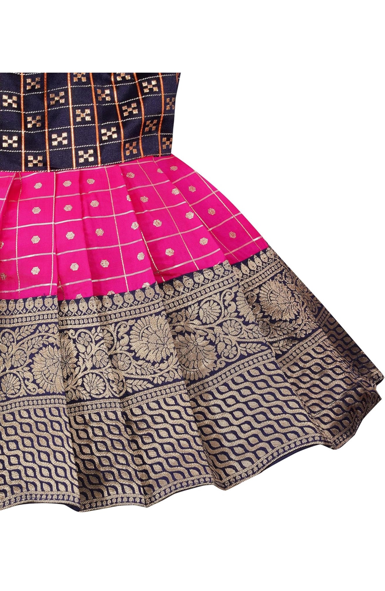 BABY GIRLS PATTU PAVADAI TAPETA SILK FROCK - PINK