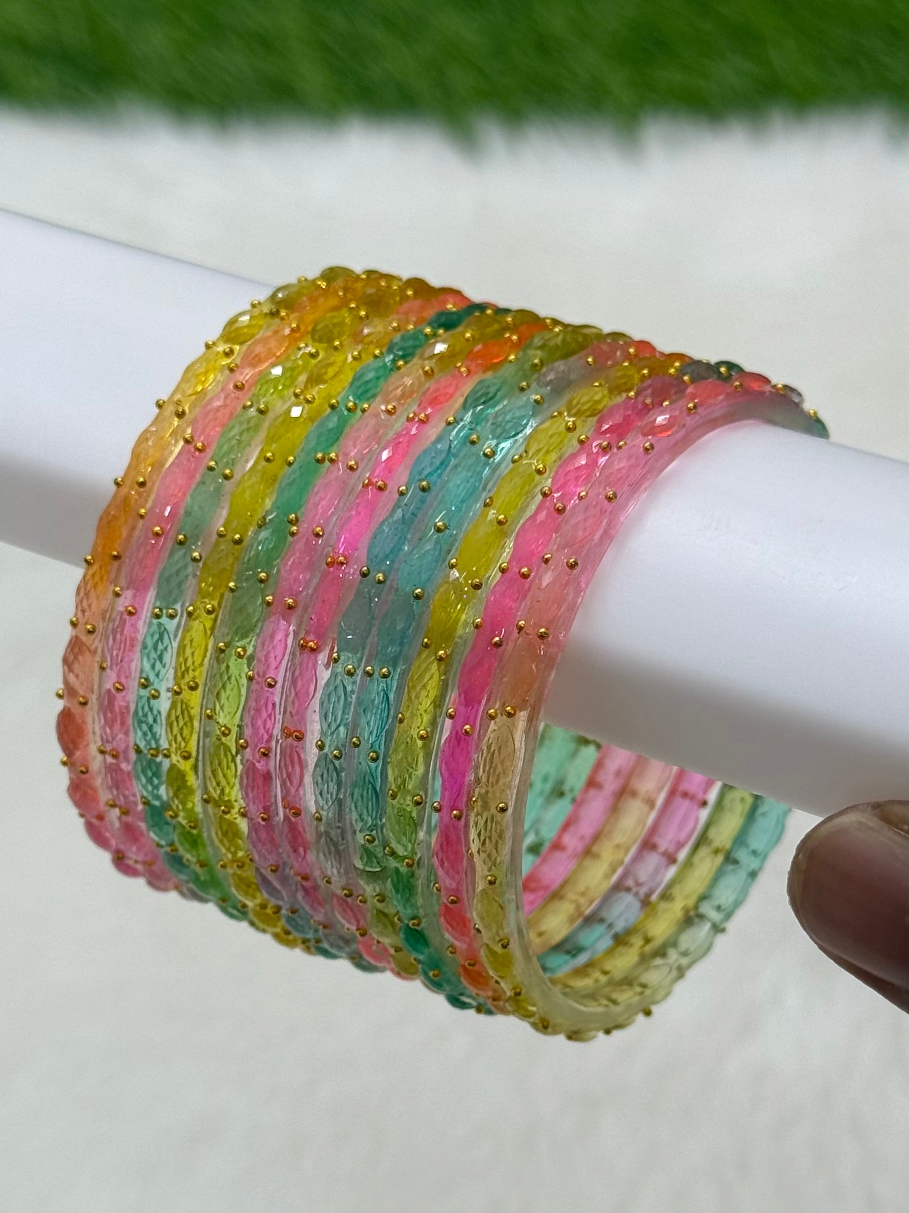 RAINDROP GLASS BANGLES PACK OF 12