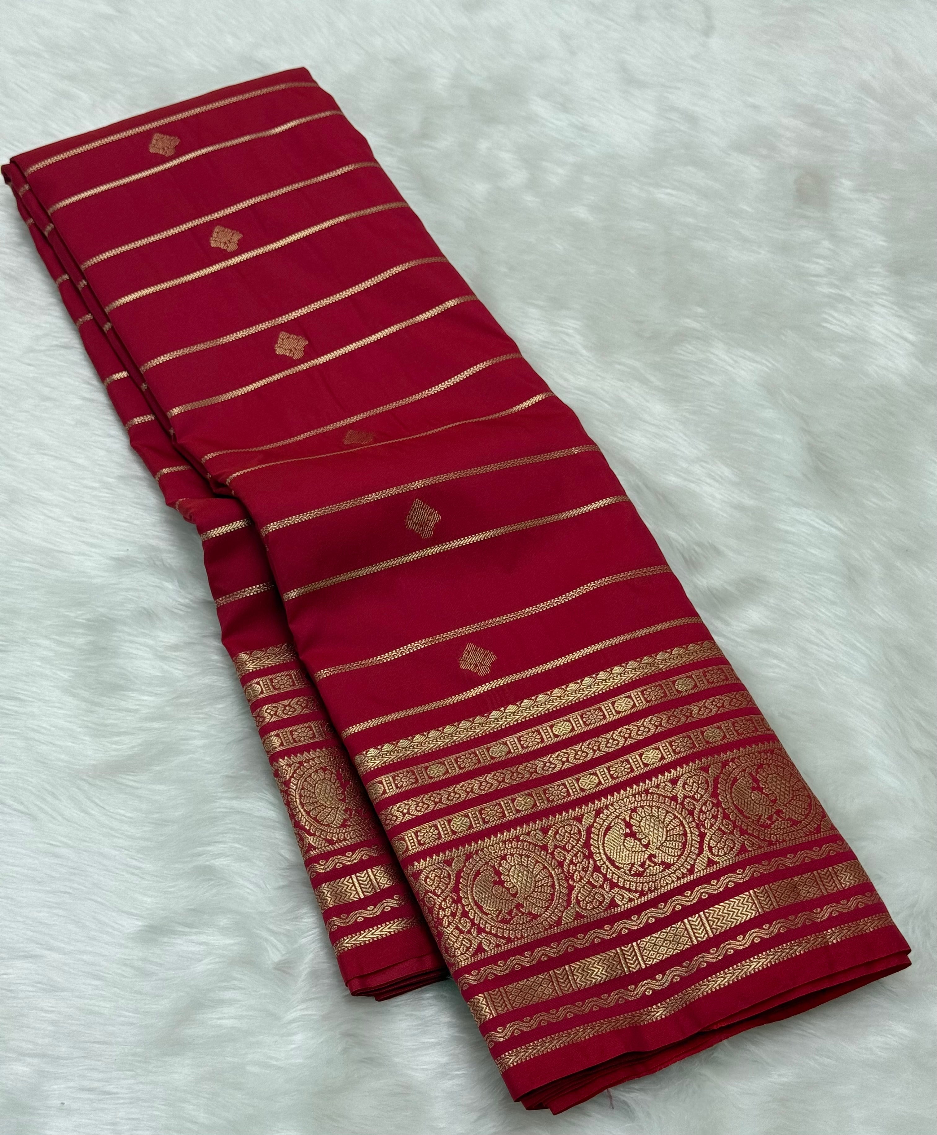 PREMIUM SEMI KANCHI SILK SAREE - RED