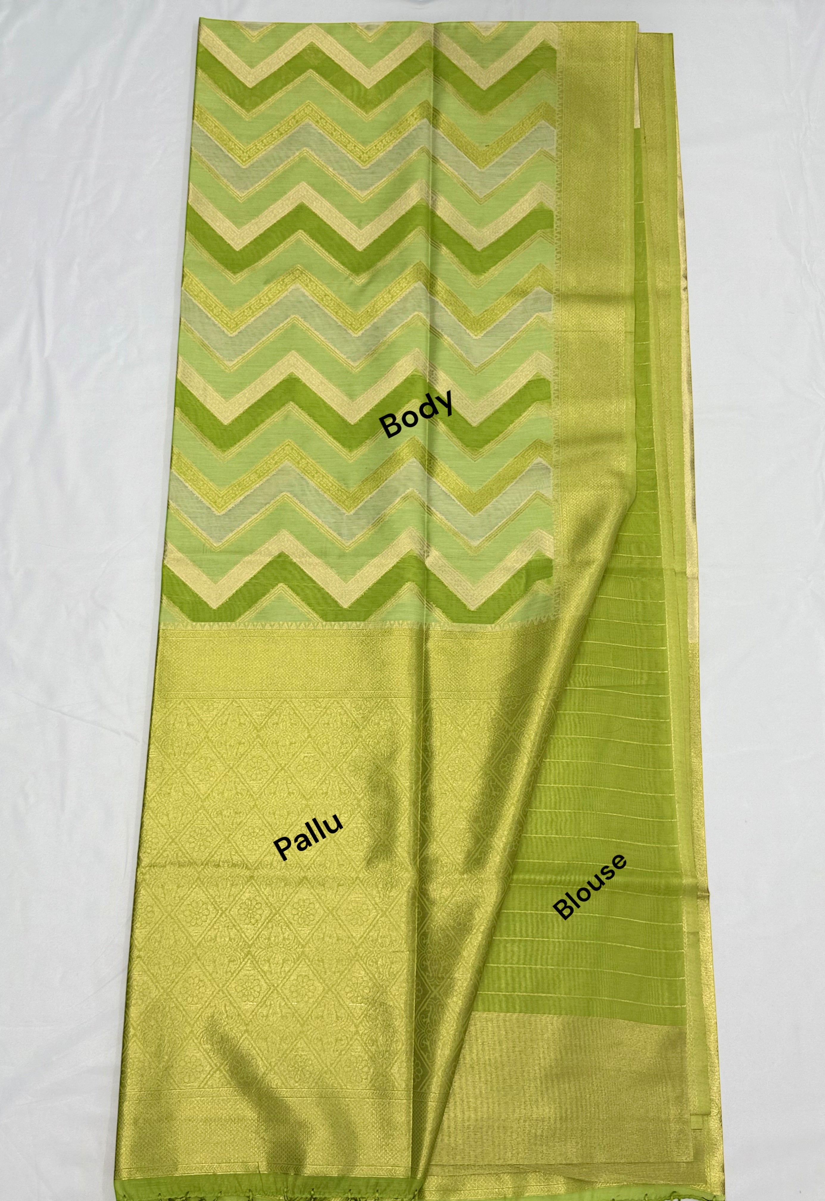 RANGKAT CHANDERI SILK SAREES - LIGHT GREEN
