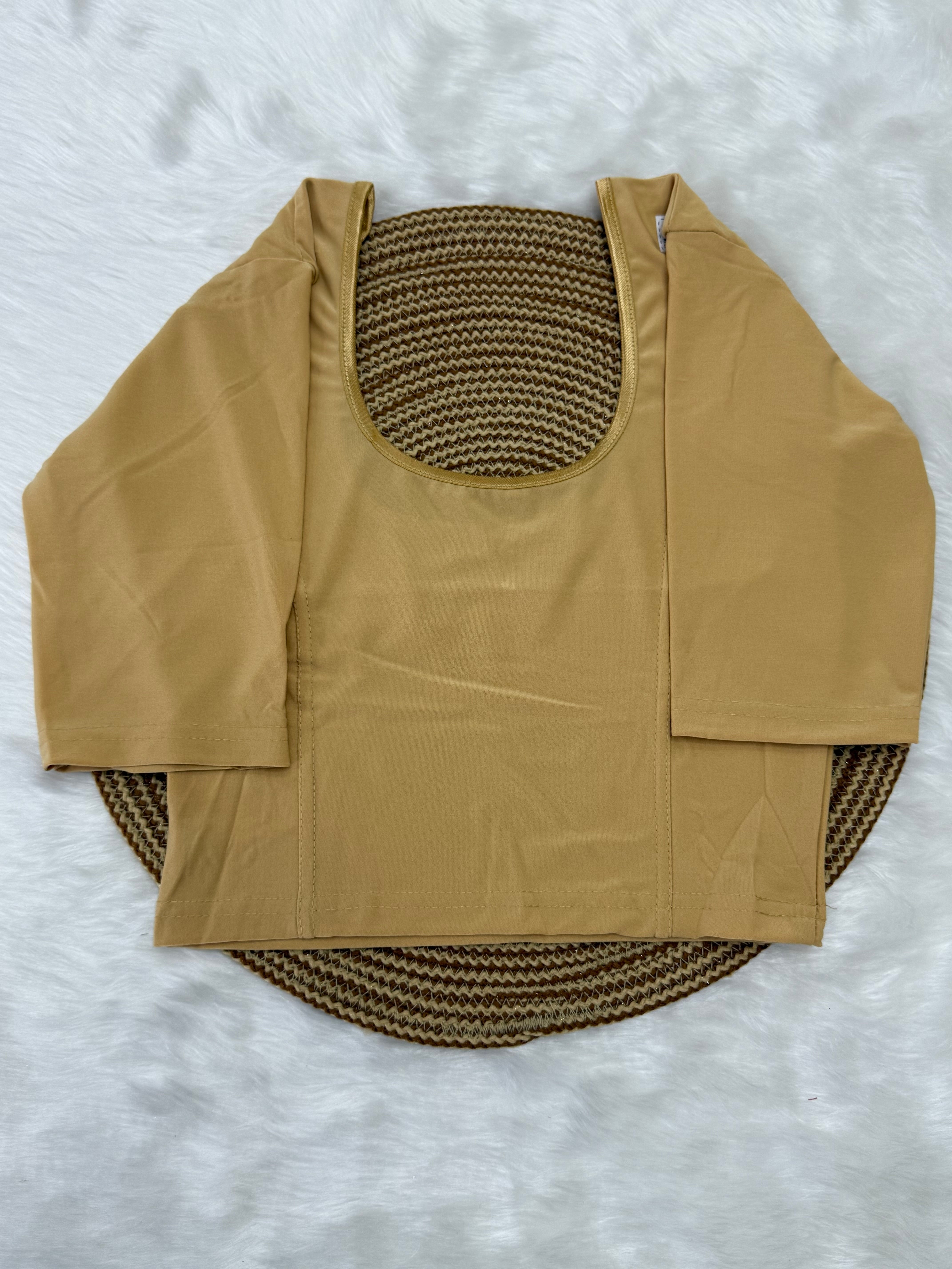 PLAIN ELBOW SLEEVE STRETCHABLE BLOUSE