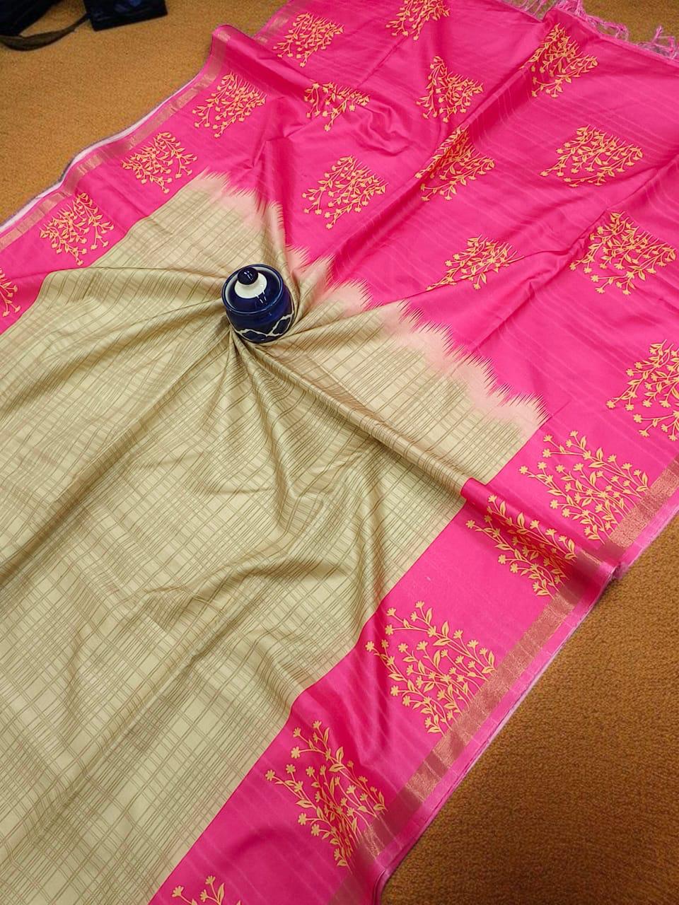 SILK WORMS SOFT COTTON SAREES - MULTICOLOUR
