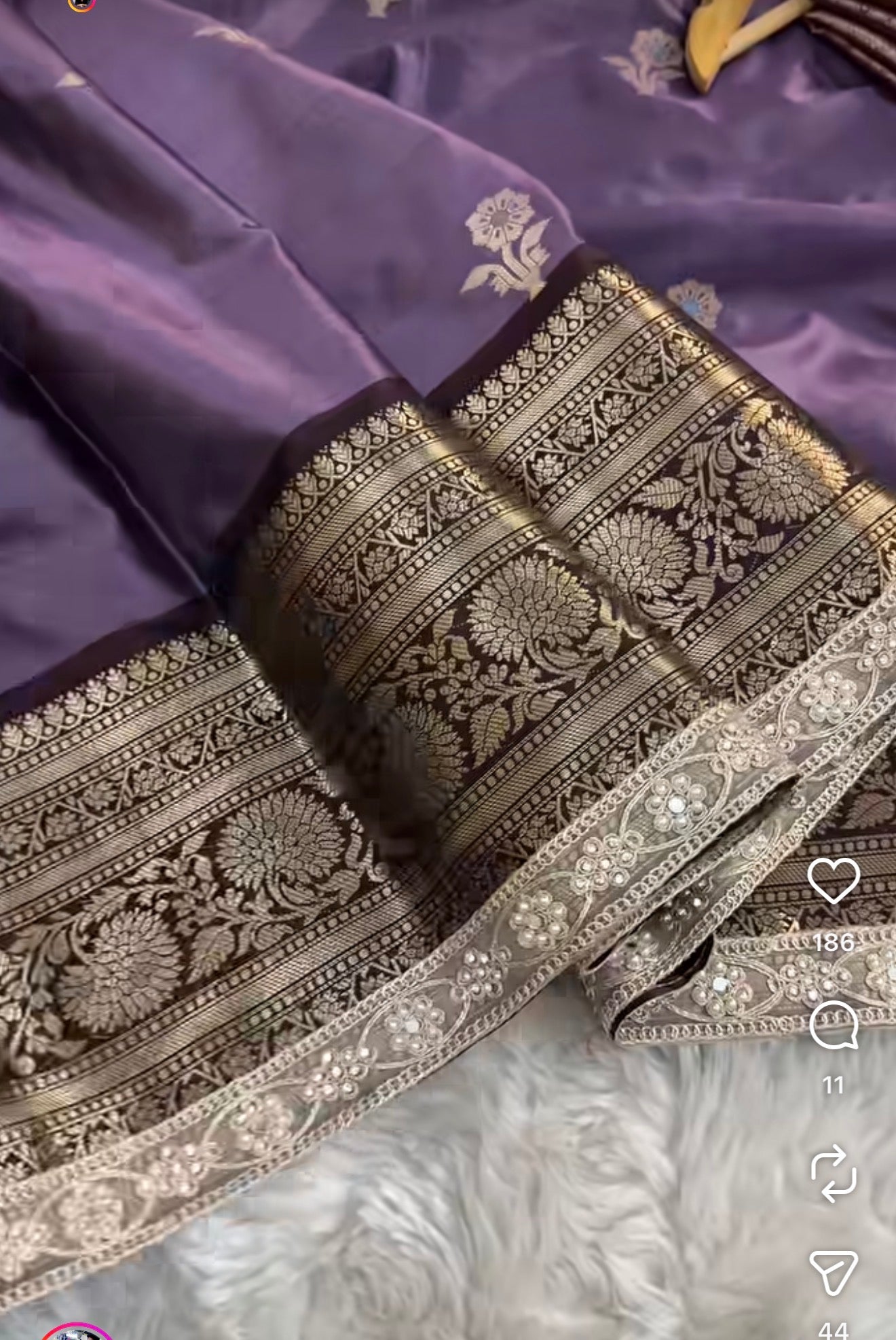PREMIUM BANARASI HEAVY LACE WORK KATAAN SILK SAREE - MUTED VIOLET