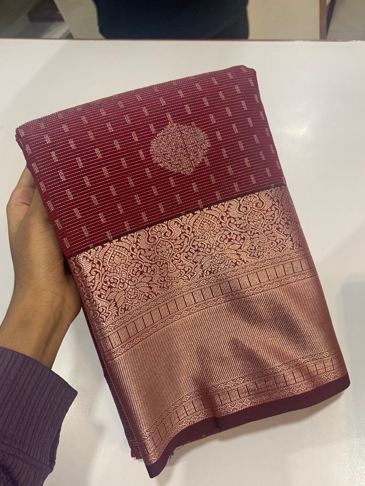 PREMIUM SEMI KANCHI SILK SAREE - MAROON