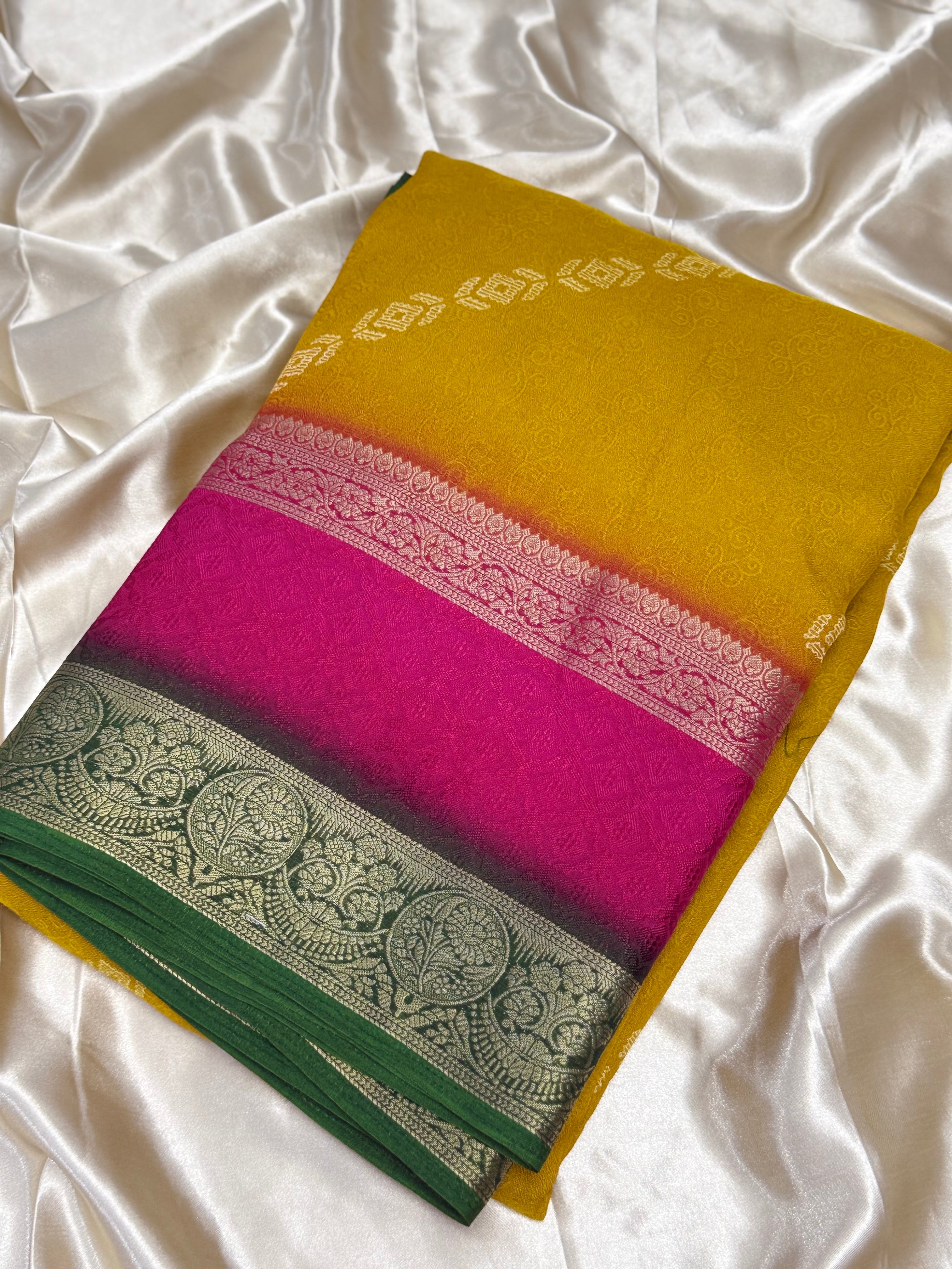 DUPION GEORGETTE SAREE - MEDALLION