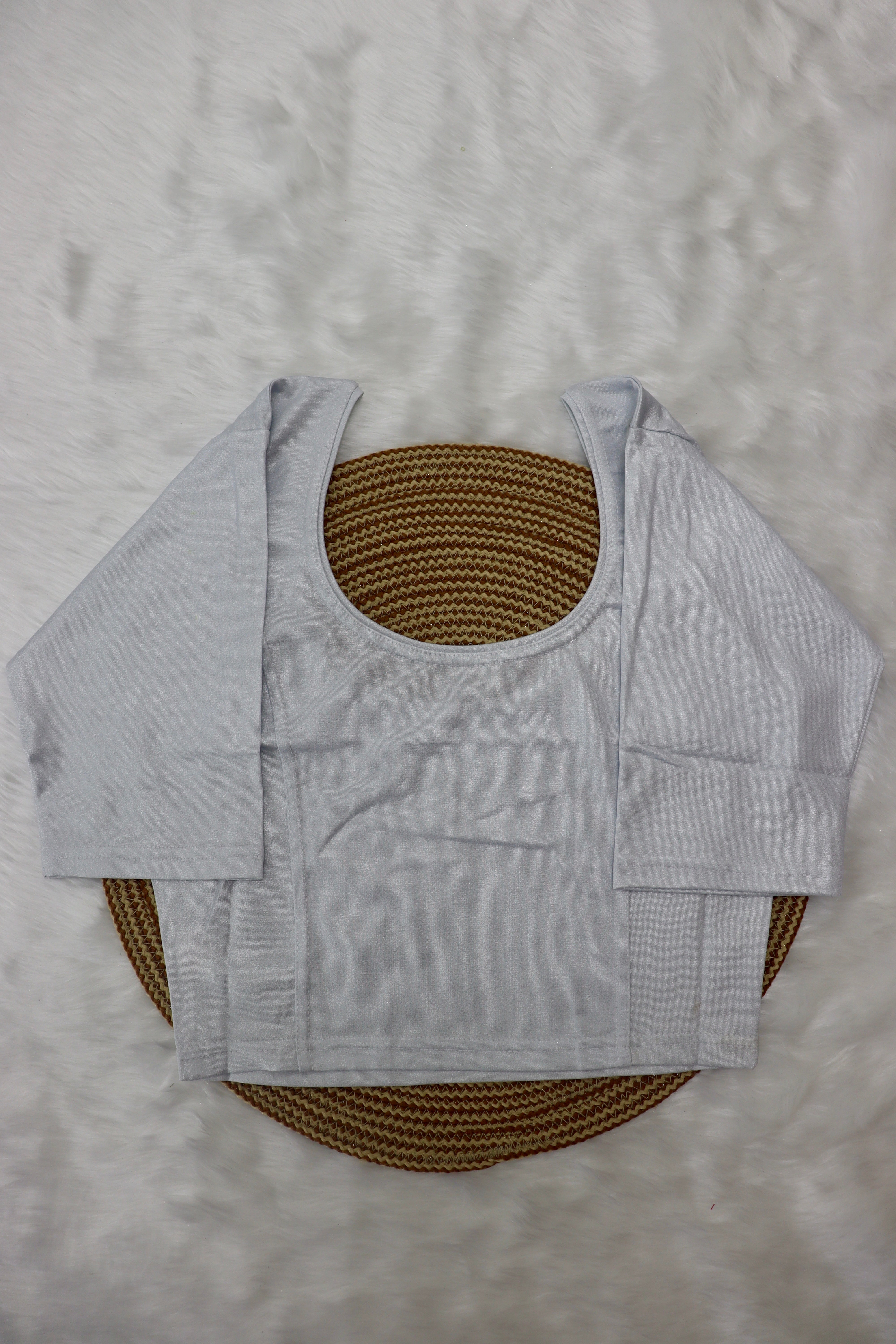 PLAIN ELBOW SLEEVE STRETCHABLE BLOUSE