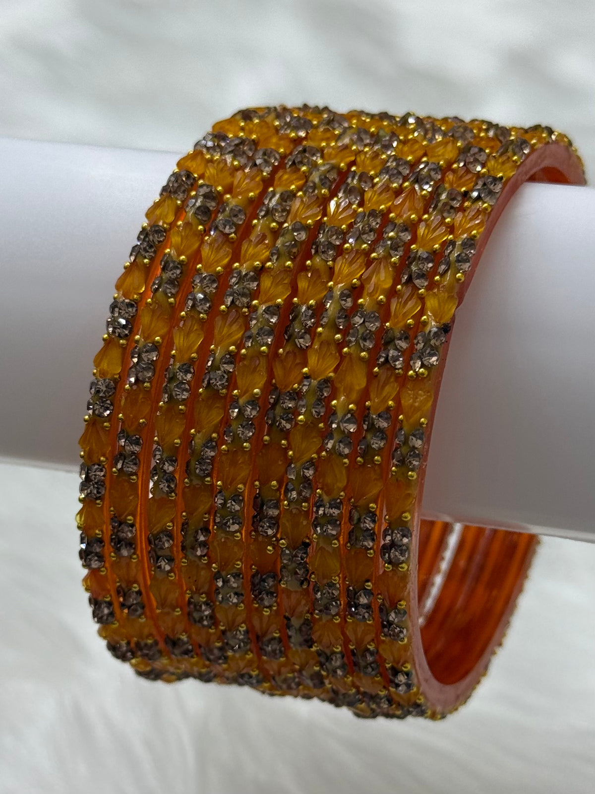 PREMIUM STONE STUDDED GLASS BANGLES PACK OF 12