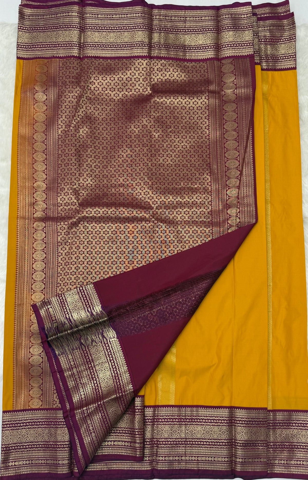 PREMIUM SEMI KANCHI SILK SAREE - MANGO YELLOW
