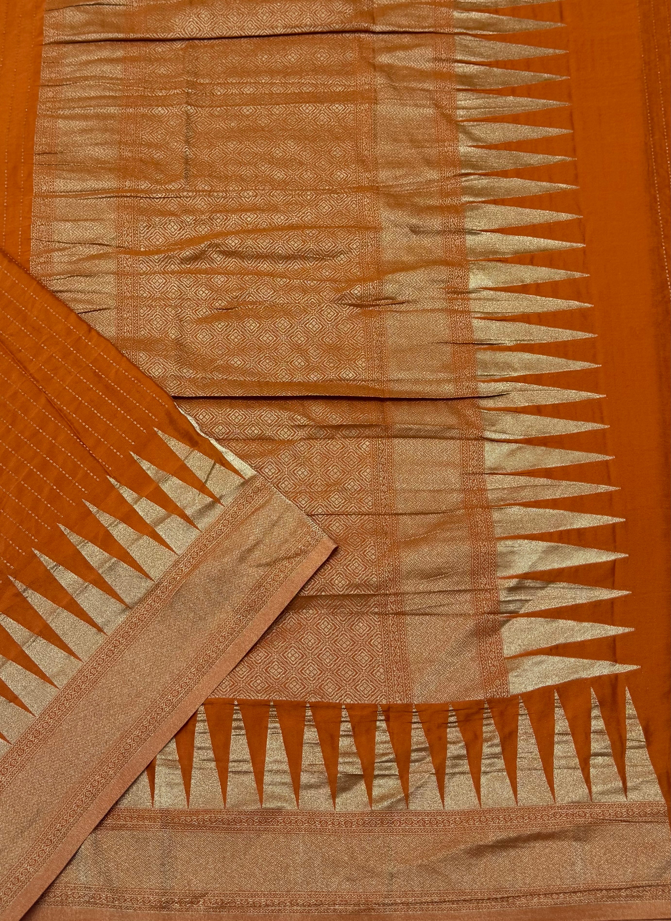 TRENDING DESIGNER BANARAS SILK SAREE - PUMPKIN ORANGE
