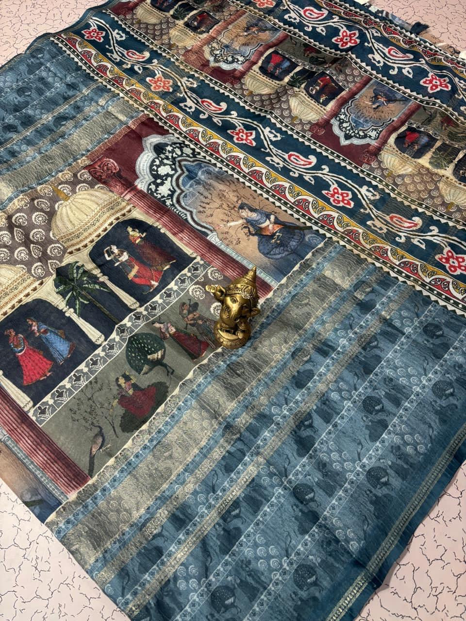 FANCY CRUSH SILK SAREE - MULTICOLOUR