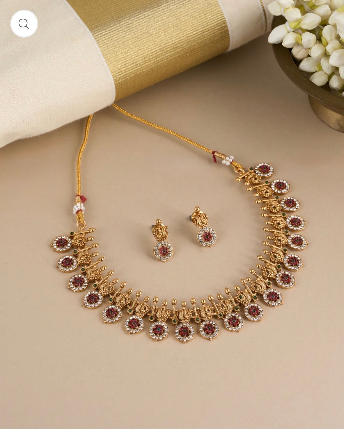 RUBY TARVAYA ANTIQUE NECKLACE - RUBY+GREEN+WHITE