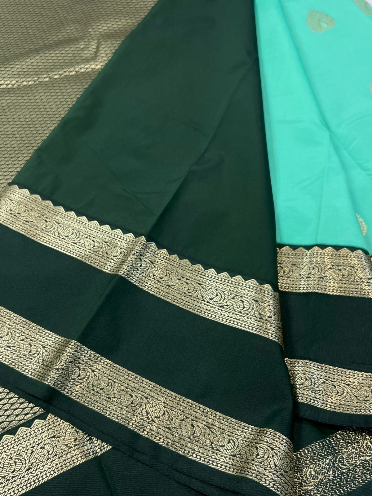 PREMIUM SEMI KANCHI SILK SAREE - MINT GREEN