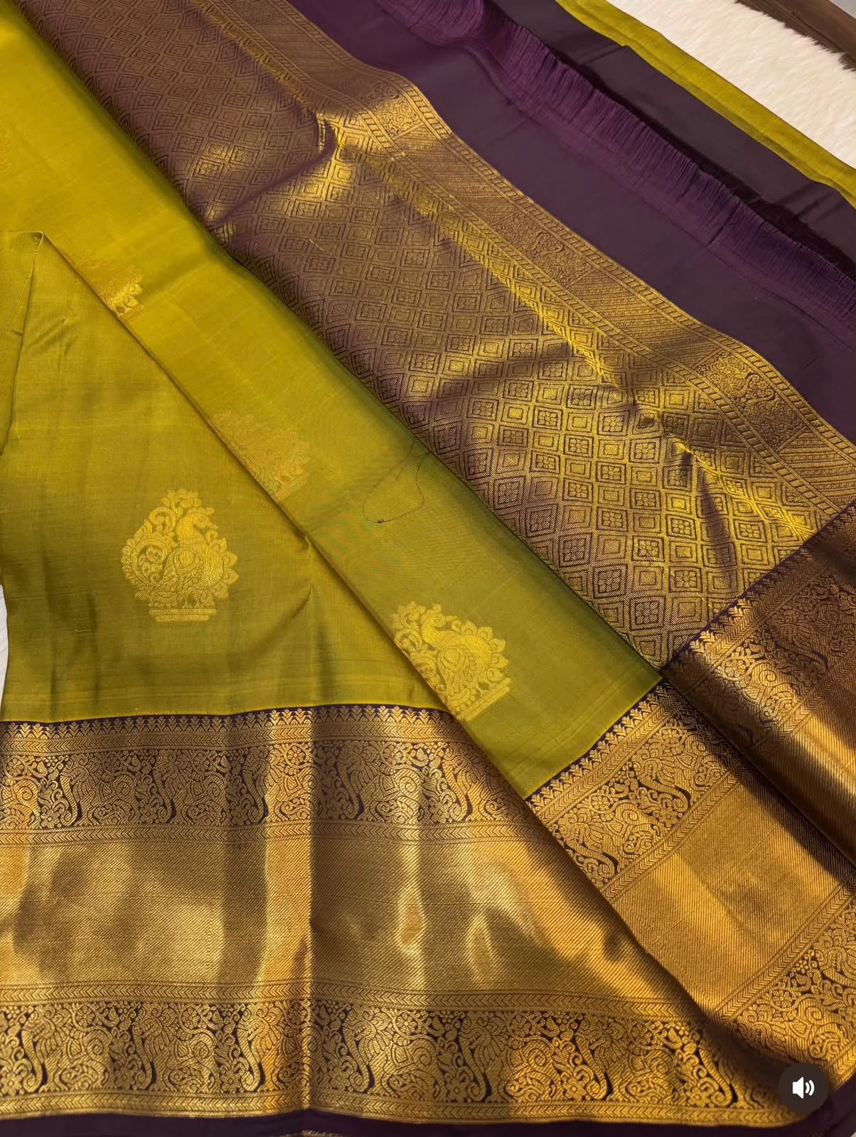KANCHIPURAM PURE SILK SAREE | SILKMARK® CERTIFIED - OLIVE GREEN