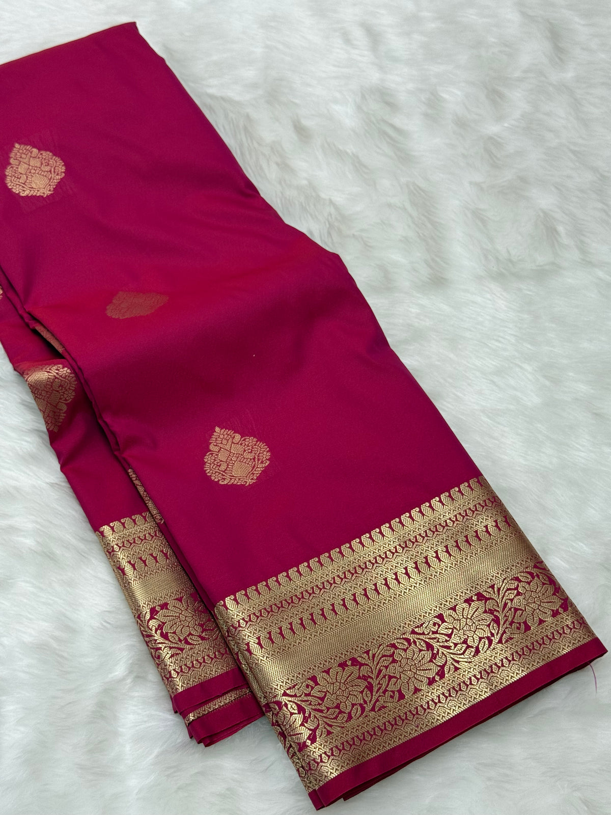 PREMIUM SEMI KANCHI SILK SAREE - FUCHIA PINK