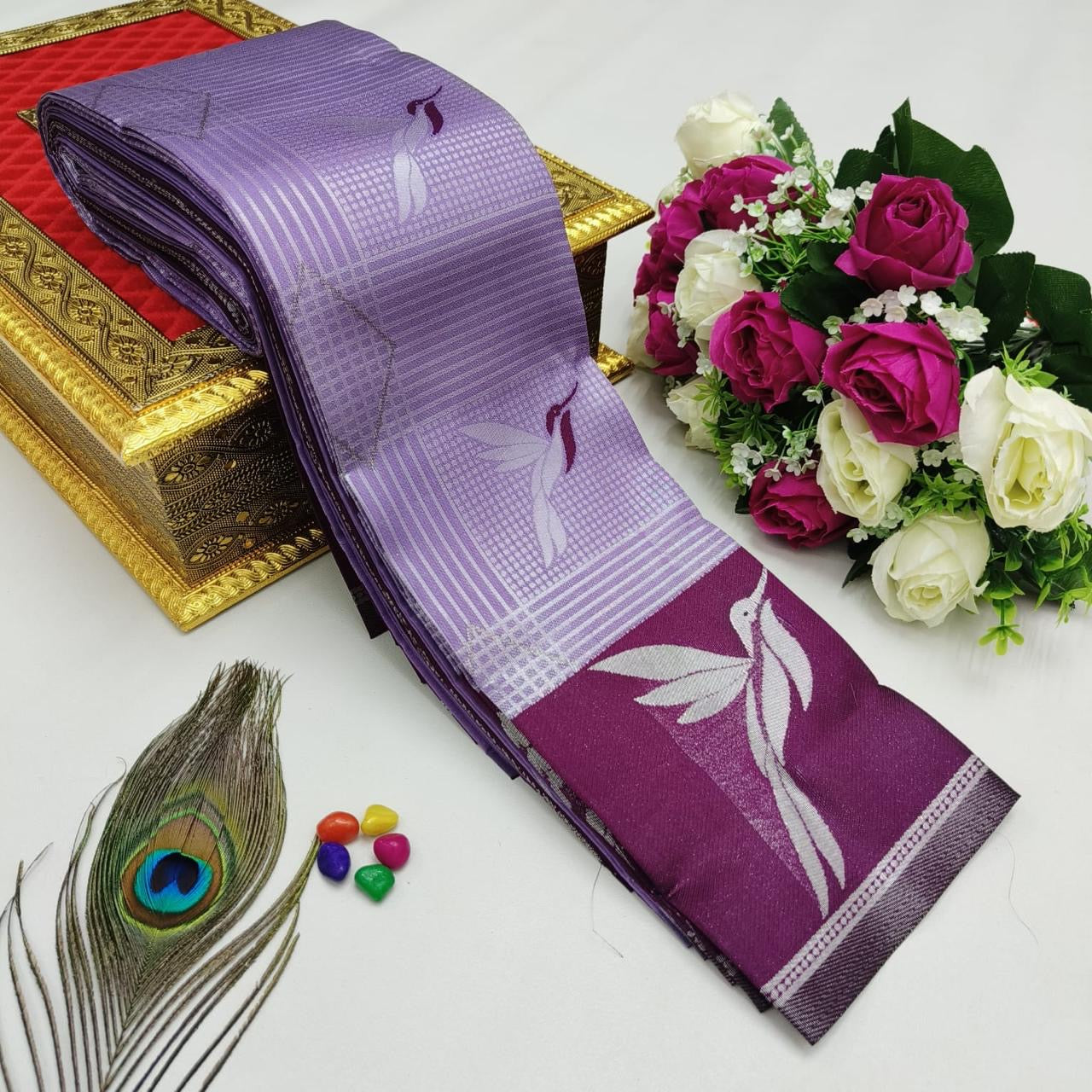 KUBERA KORVAI SILK COTTON SAREE - LAVENDER