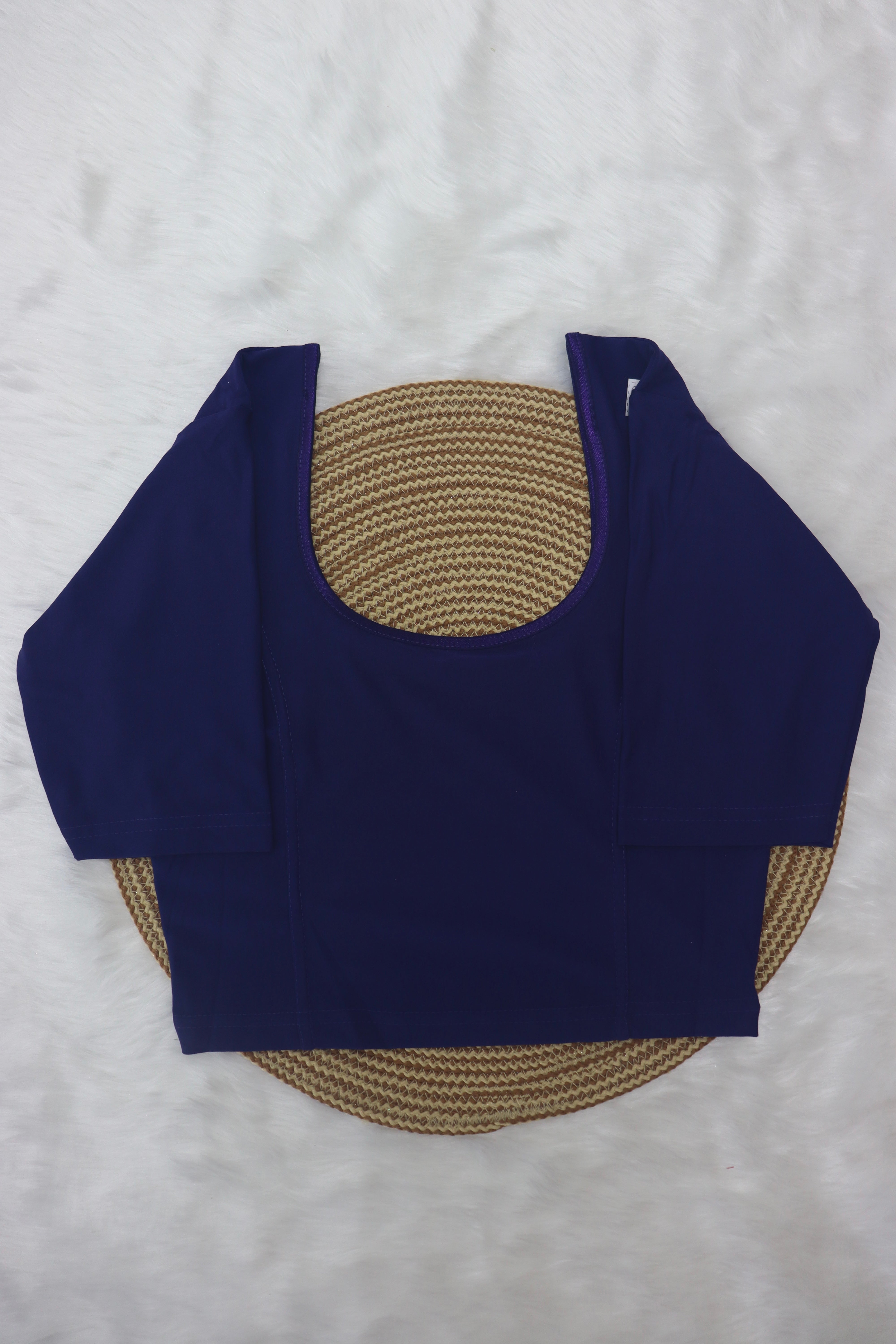PLAIN ELBOW SLEEVE STRETCHABLE BLOUSE
