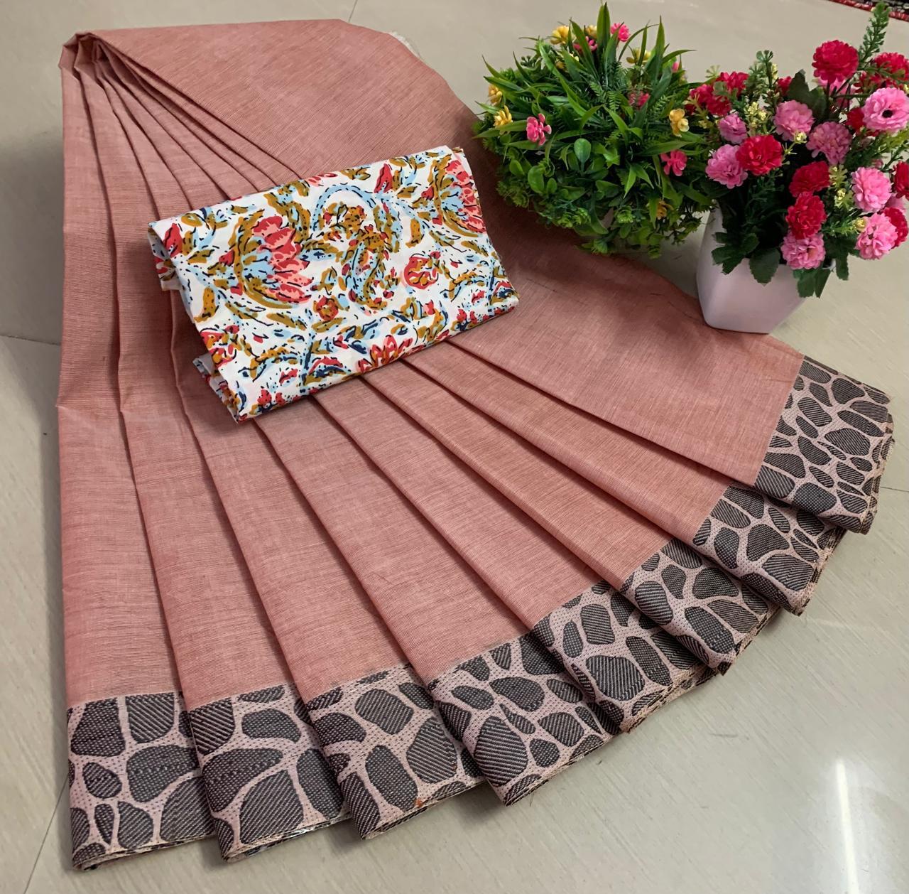 PURE KANCHI HANDLOOM COTTON SAREES - DUSTY