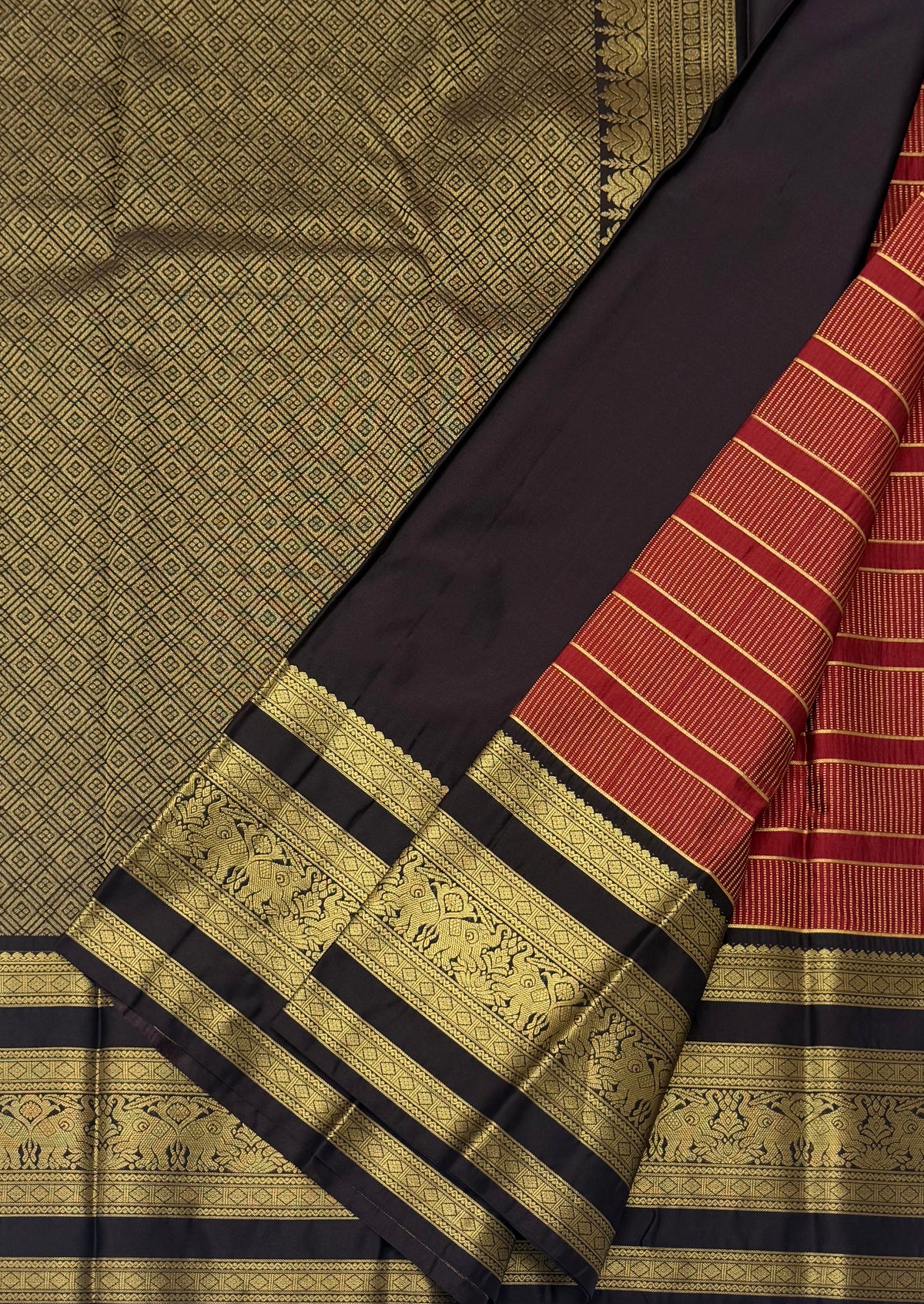 PREMIUM SEMI KANCHI SILK SAREE - ROYAL MAROON