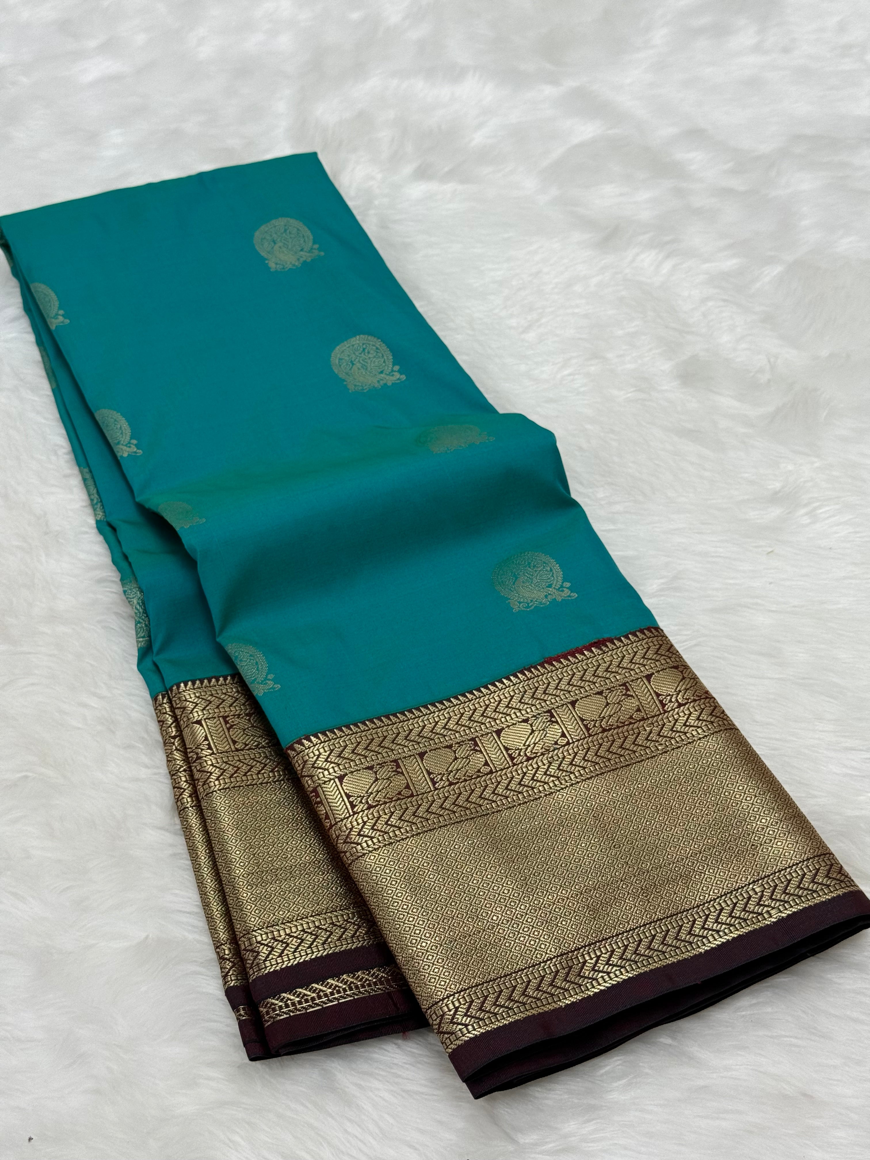 PREMIUM SEMI KANCHI SILK SAREE - TROPICAL TEAL
