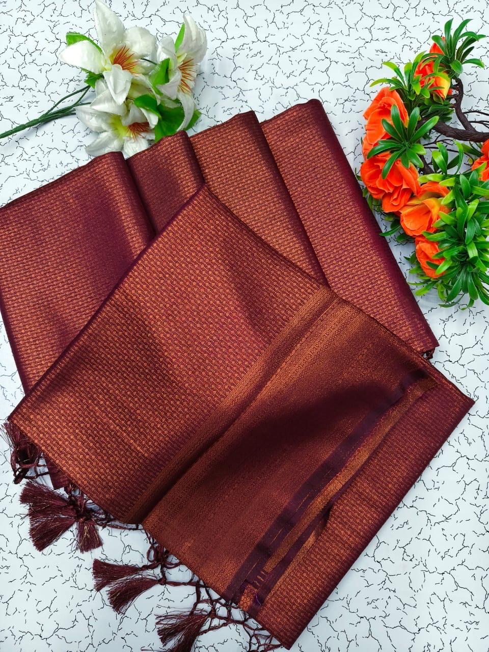 PREMIUM KUBERA PATTU SILK SAREE - WINE