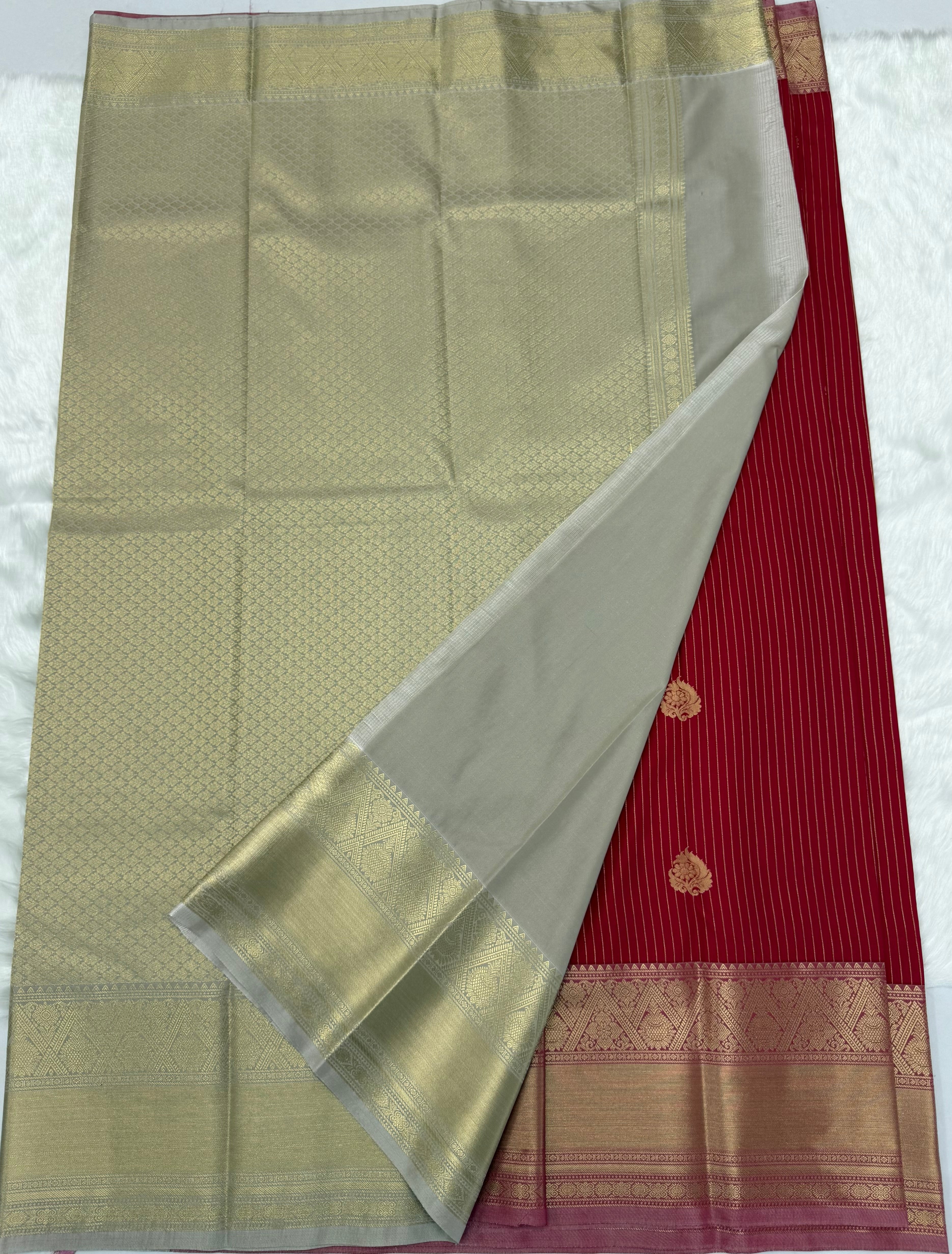 PREMIUM SEMI KANCHI SILK SAREE - AJAX RED