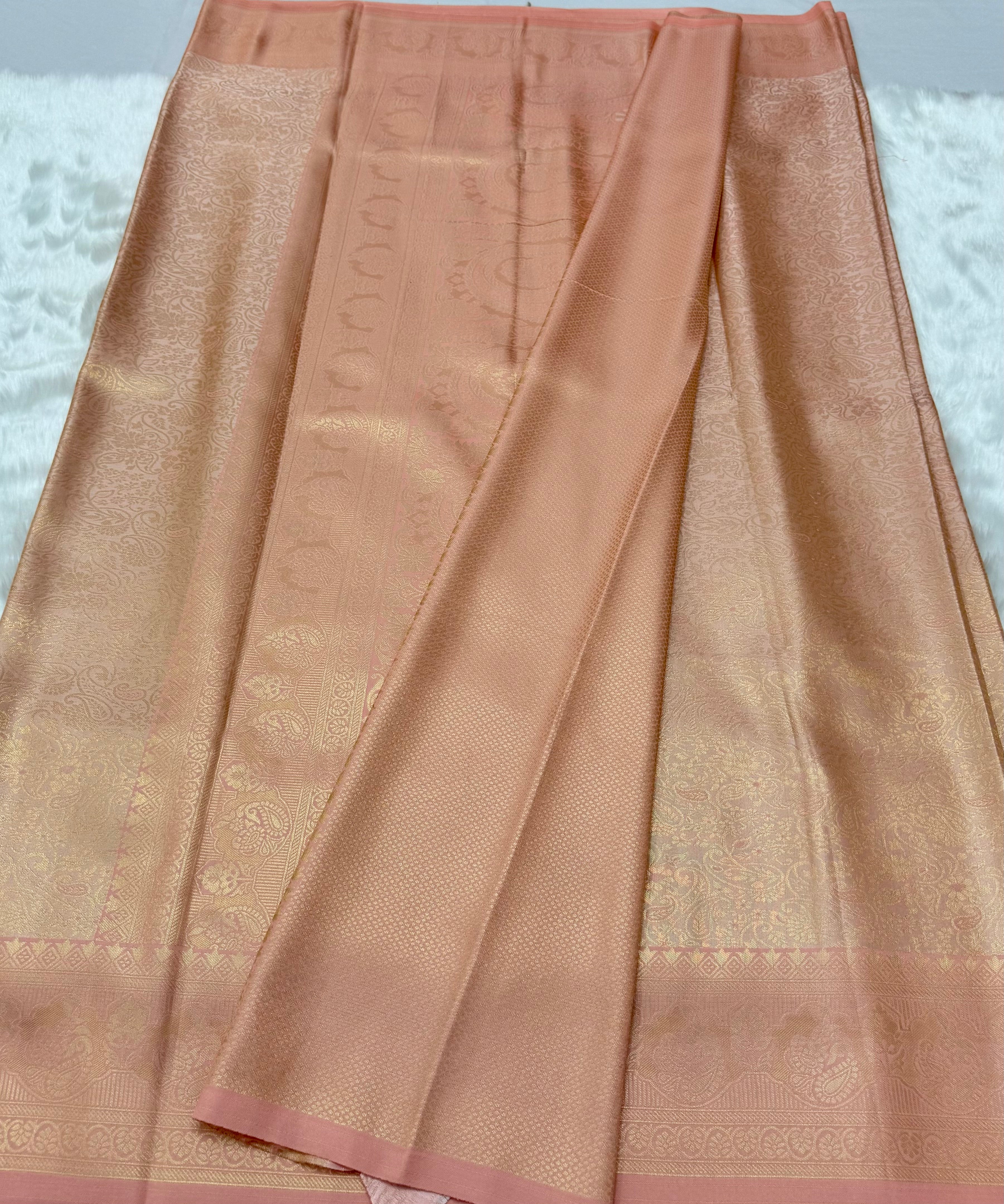 PREMIUM SEMI KANCHI SILK SAREE - BLUSH PINK