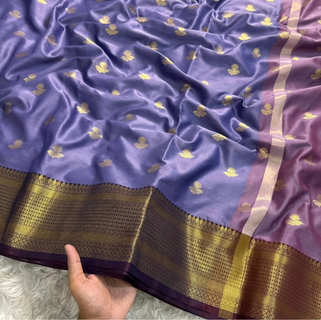 PREMIUM BANARASI KATAAN SILK SAREE - DEEP PURPLE