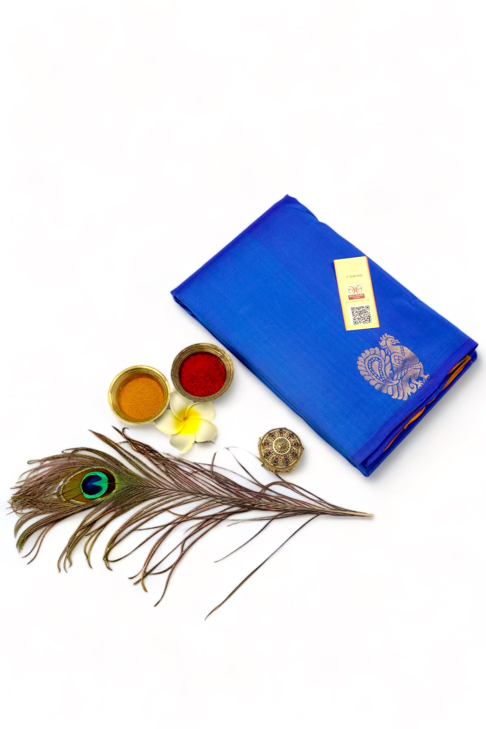 EGYPTIAN BLUE KANCHIPURAM PURE SOFT SILK SAREE | SILKMARK® CERTIFIED